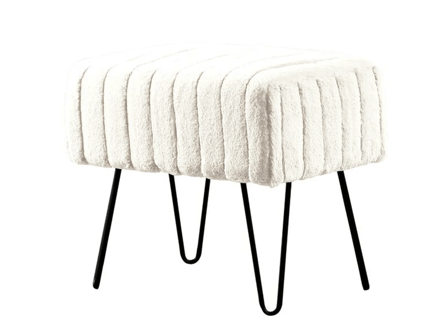 ZOE CHANNEL TUFTED VELVET OTTOMAN - WHITE