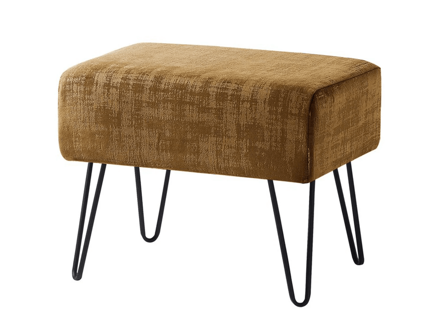 ZOE VELVET OTTOMAN - COPPER - H 17" / W 19" / D 13" LLL's Zoe Velvet Ottoman is perfect for adding a touch of style to any room. Its copper velvet finish is stylish and sophisticated, and the unique black legs make a bold statement. The comfortable seati