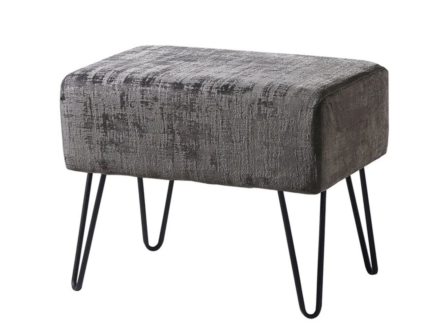 ZOE VELVET OTTOMAN - GREY