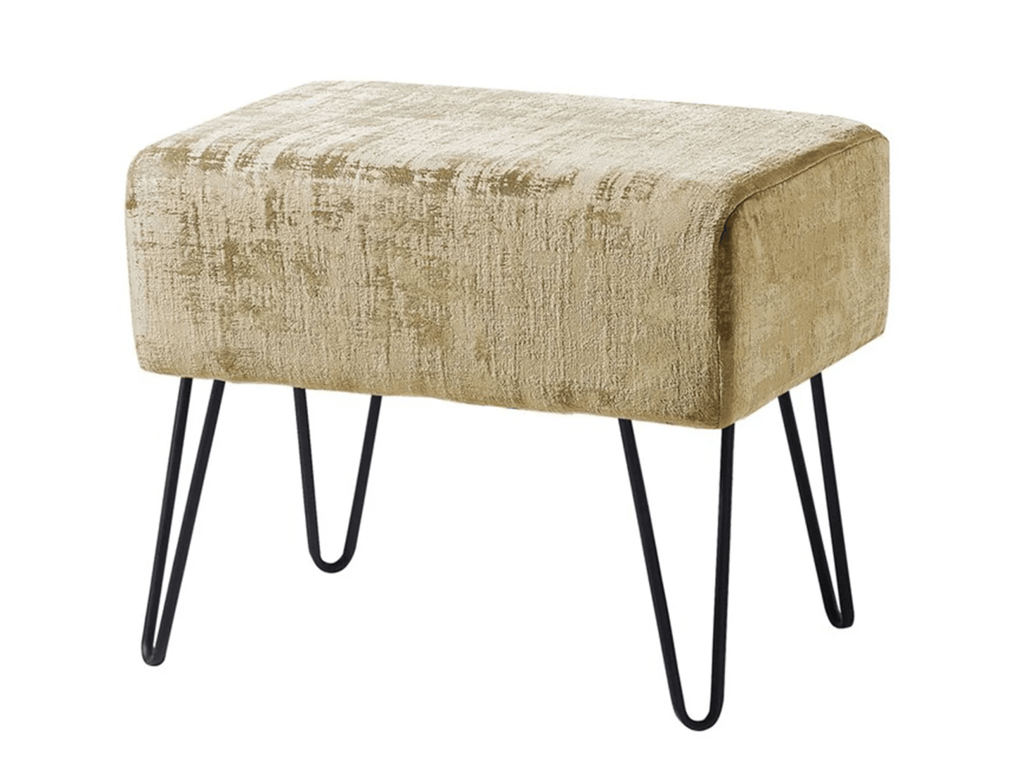 ZOE VELVET OTTOMAN - TAUPE - H 17" / W 19" / D 13" LLL's Zoe Velvet Ottoman is perfect for adding a touch of style to any room. Its taupe velvet finish is stylish and sophisticated, and the unique black legs make a bold statement. The comfortable seating