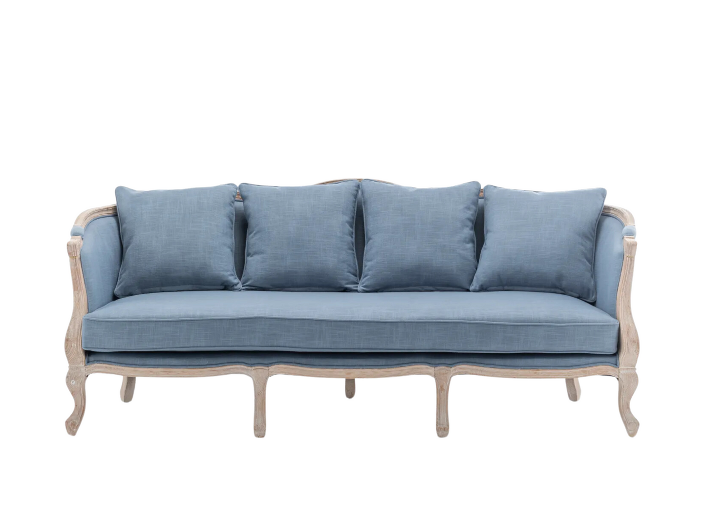 FITZGERALD SOFA - DUSTY BLUE W/ NATURAL WOOD