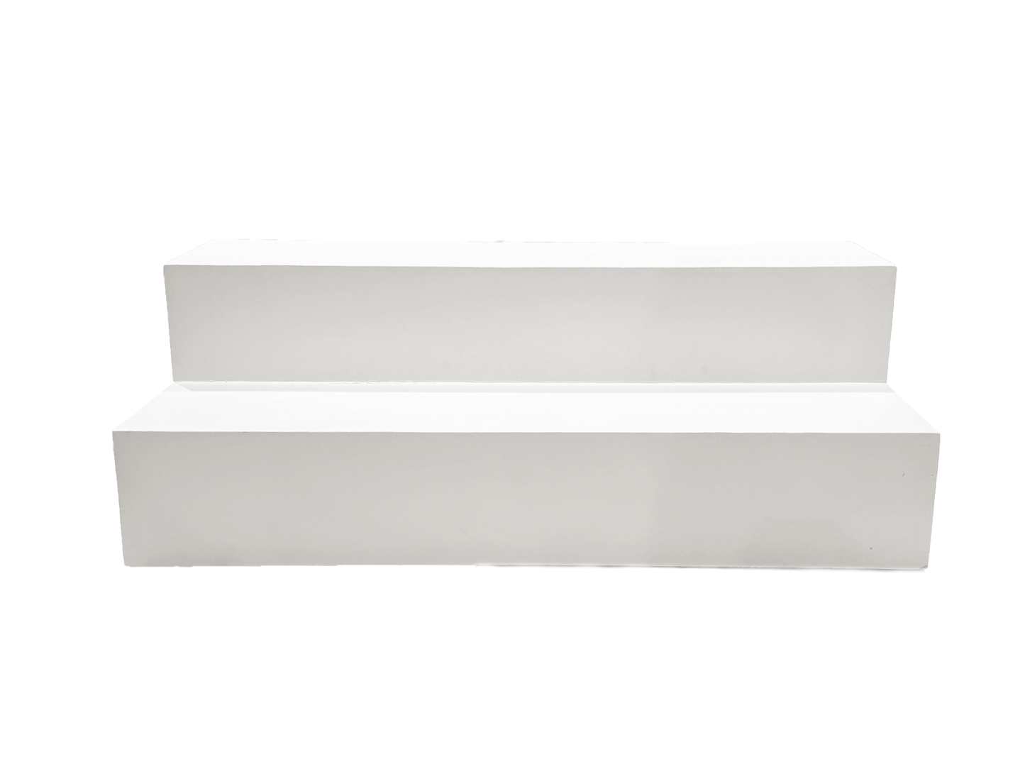 Wooden 2-Step Stairway | WHITE - H 22.5” / W 4’ LLL's White Wooden 2-Step Stairway is the perfect way to add a professional, natural touch to any space. Handcrafted with the highest quality solid wood, this durable stairway is ideal for long-term use. Wit