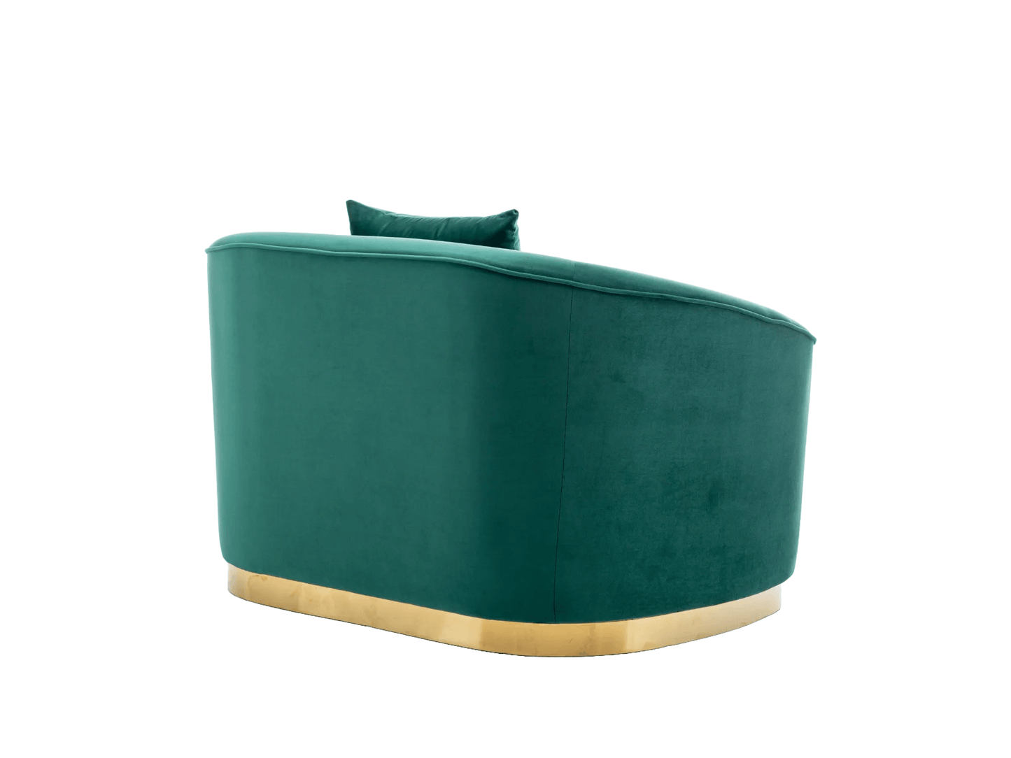 ATLANTA ARMCHAIR - EMERALD - H 27.5" / W 44.5" / D 34" | Seat Height 16" LLL’s Atlanta Armchair is a emerald velvet chair with beautifully curved arms on a perfectly sleek golden base. This chair is the ultimate in Hollywood glam and sophistication. It wi