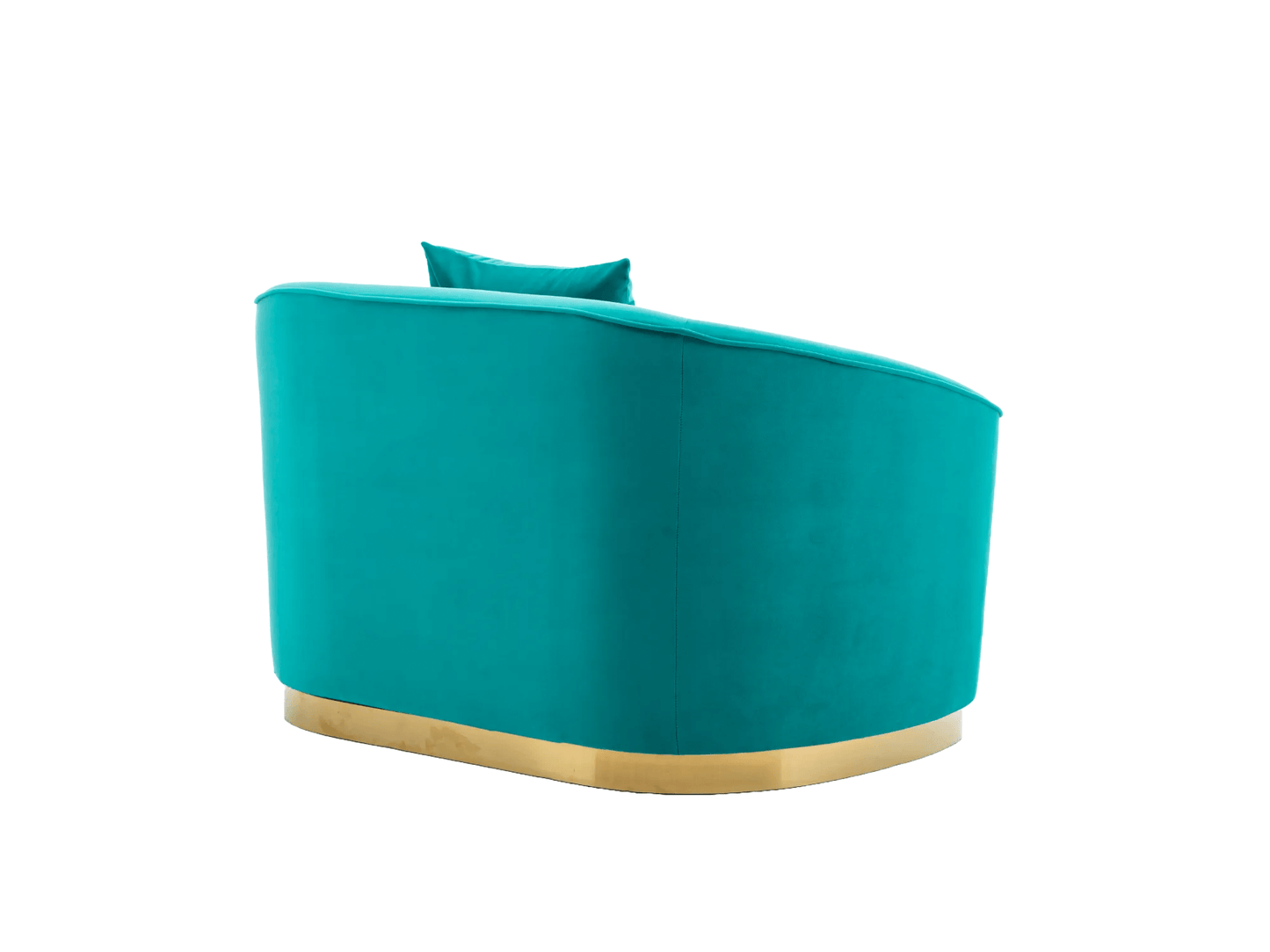 ATLANTA ARMCHAIR - TEAL - H 27.5" / W 44.5" / D 34" | Seat Height 16" LLL’s Atlanta Armchair is a teal velvet chair with beautifully curved arms on a perfectly sleek golden base. This chair is the ultimate in Hollywood glam and sophistication. It will sur