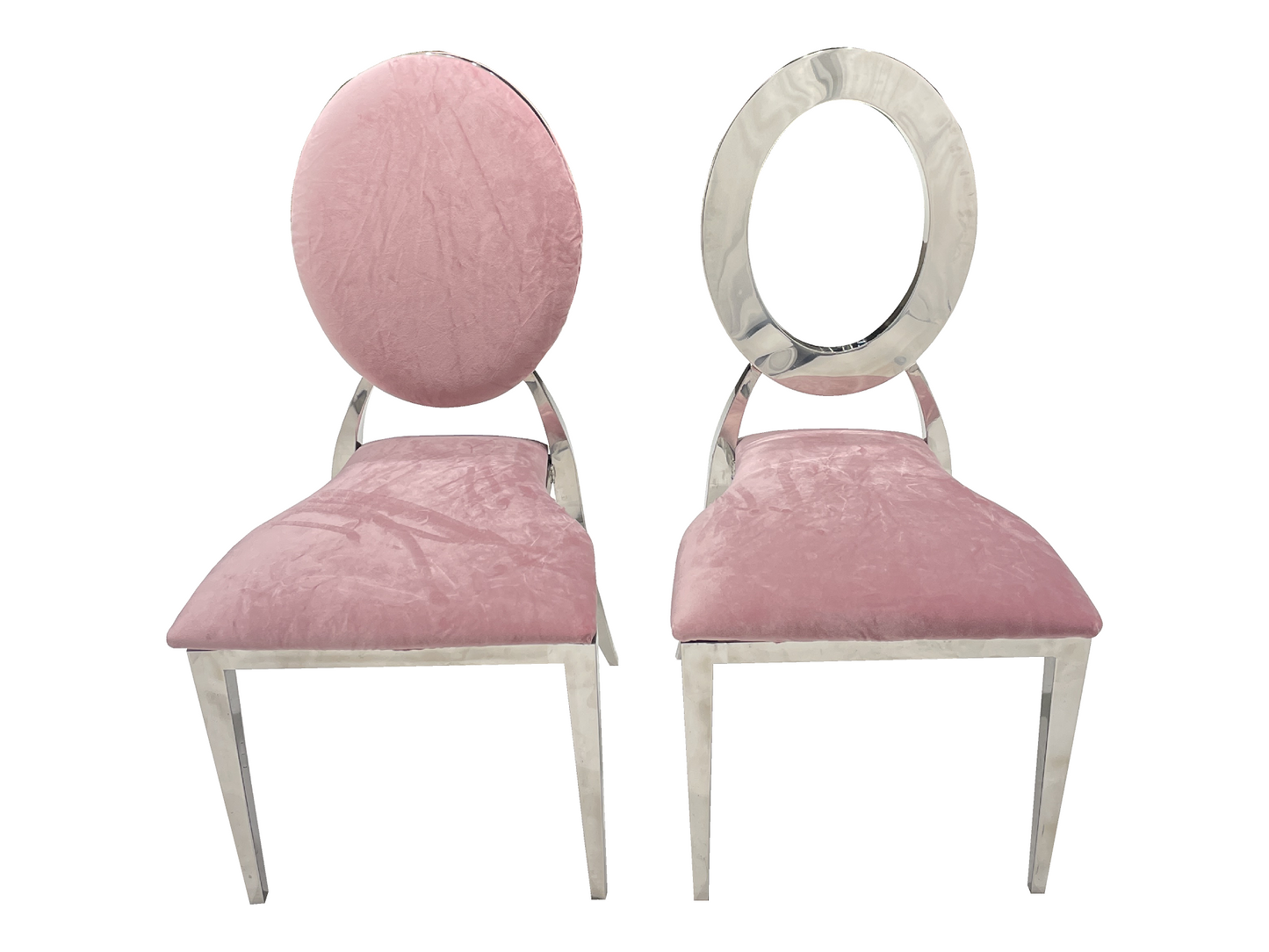 BELLAGIO CHAIR - SILVER W/ BLUSH VELVET CUSHIONS