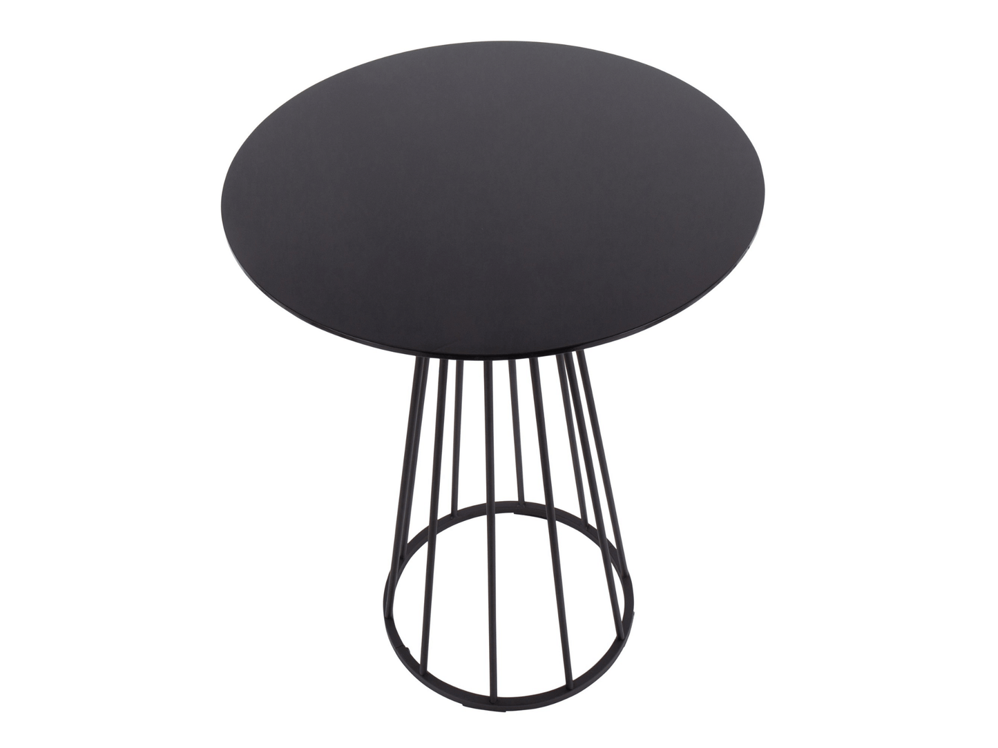 BISTRO HIGHBOY - BLACK W/ BLACK BASE - H 42" / 27" Diameter LLL’s Bistro Highboy - Black w/ Black Base flaunts a round shaped black table top with a black caged wire pedestal base that creates a bold mid-century modern look. Stand in a group at this table