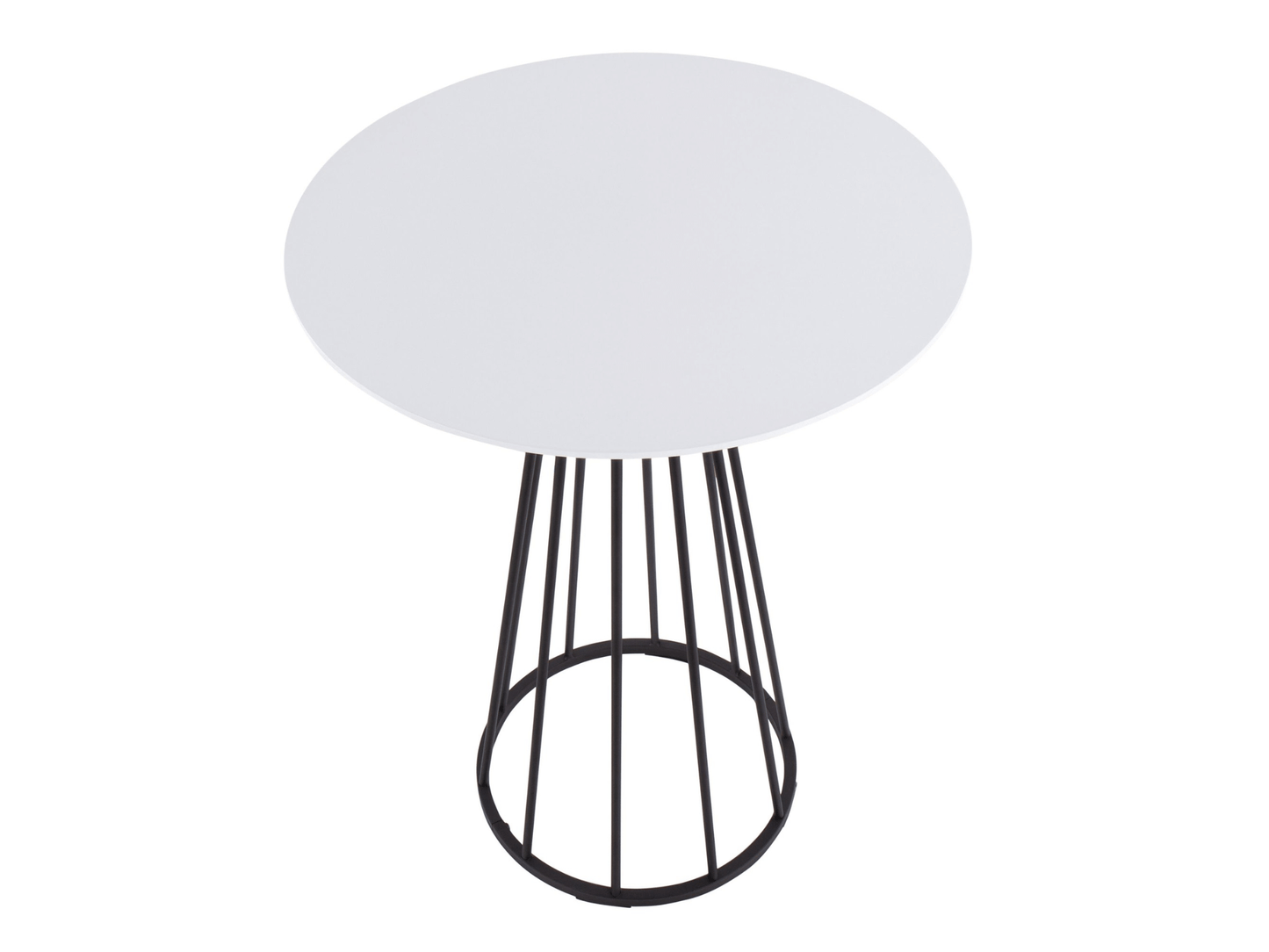 BISTRO HIGHBOY - WHITE W/ BLACK BASE - H 42" / 27" Diameter LLL’s Bistro Highboy - White w/ Black Base flaunts a round shaped white table top with a black caged wire pedestal base that creates a bold mid-century modern look. Stand in a group at this table