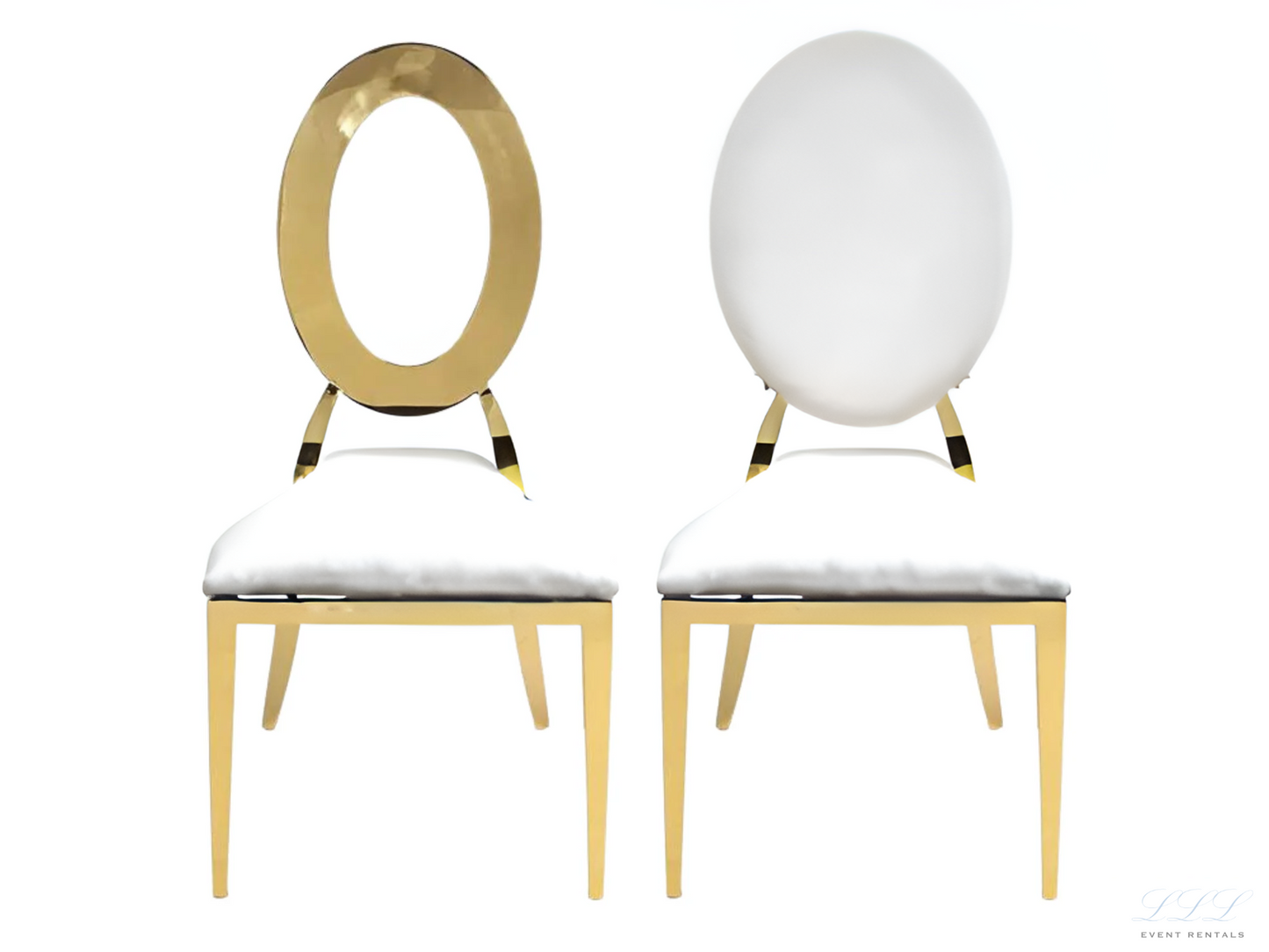 BELLAGIO CHAIR - GOLD W/ IVORY LEATHER CUSHIONS