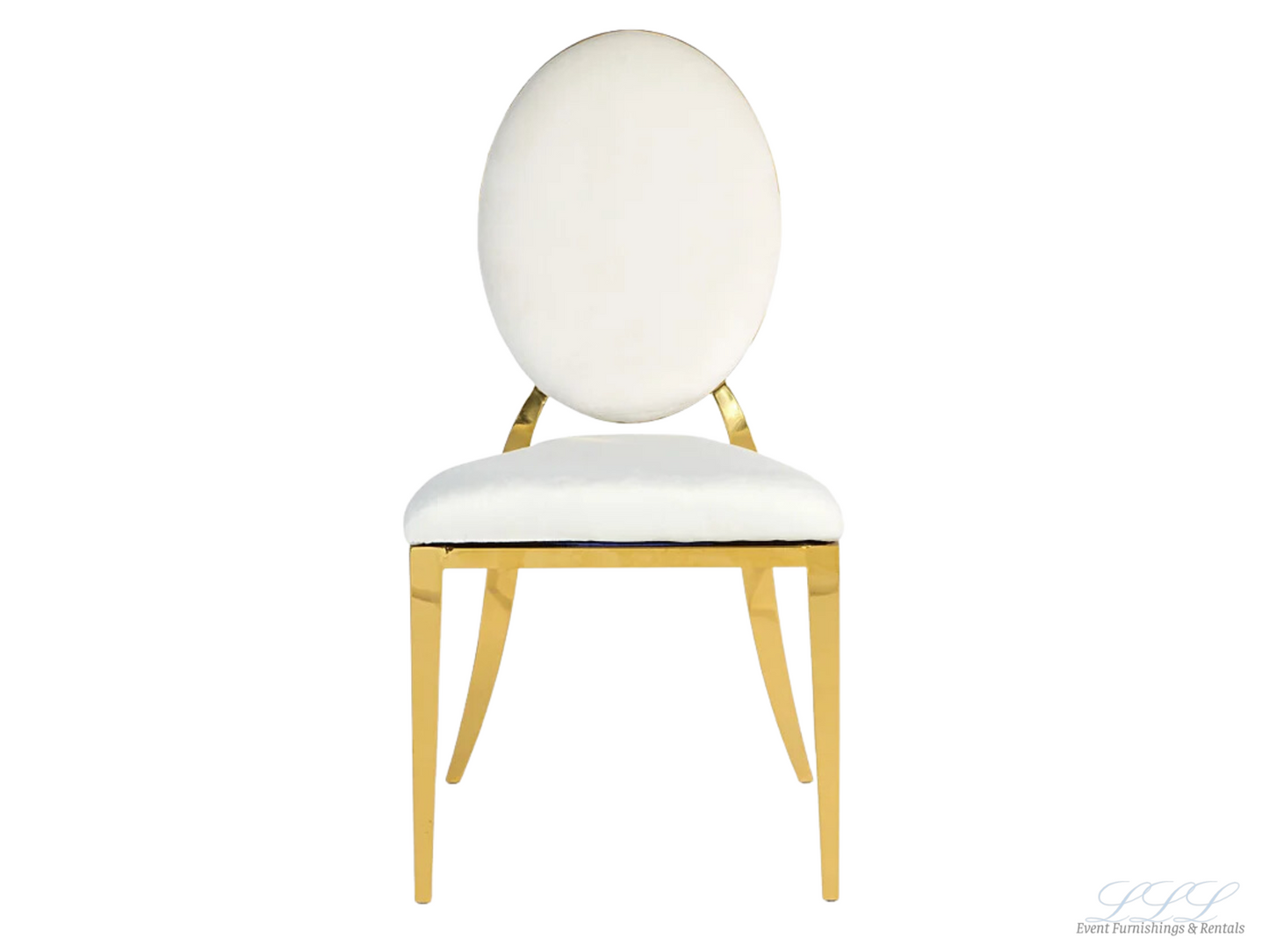 BELLAGIO CHAIR - GOLD W/ IVORY LEATHER CUSHIONS