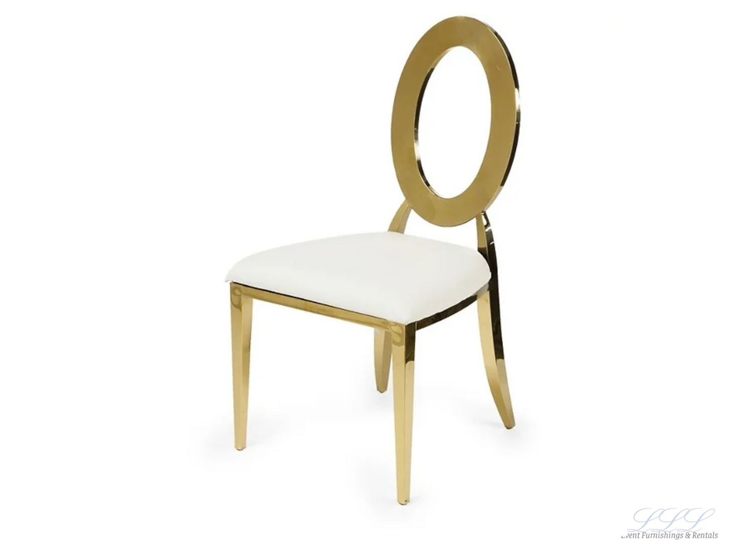 BELLAGIO CHAIR - GOLD W/ IVORY LEATHER CUSHIONS
