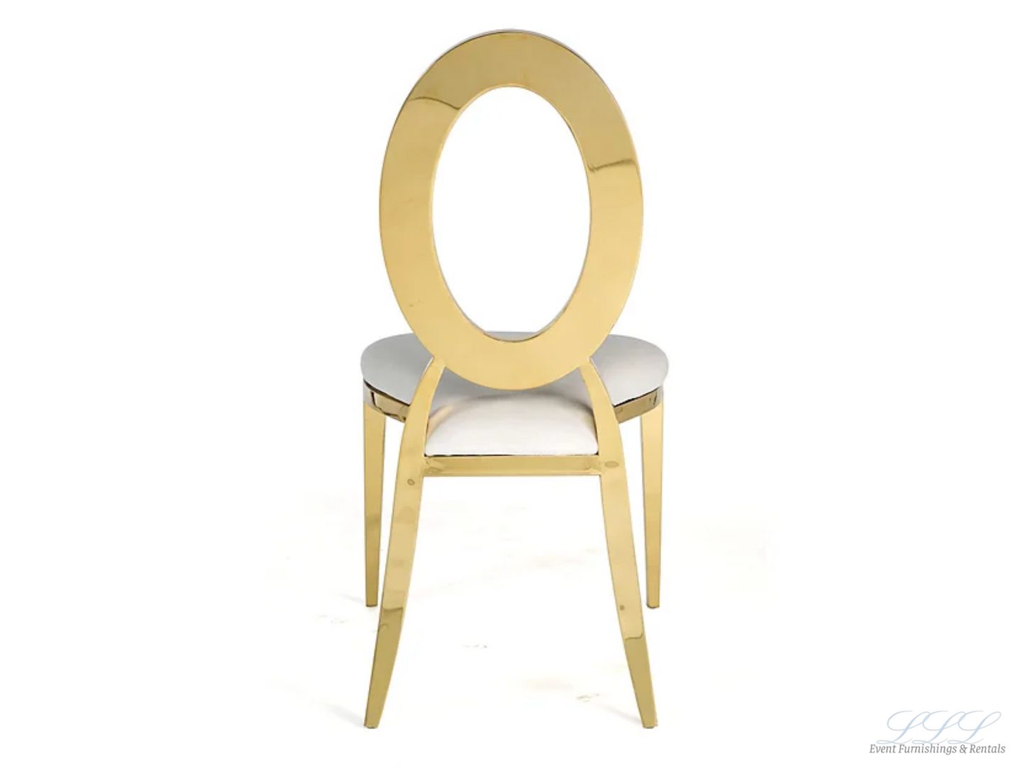 BELLAGIO CHAIR - GOLD W/ IVORY LEATHER CUSHIONS