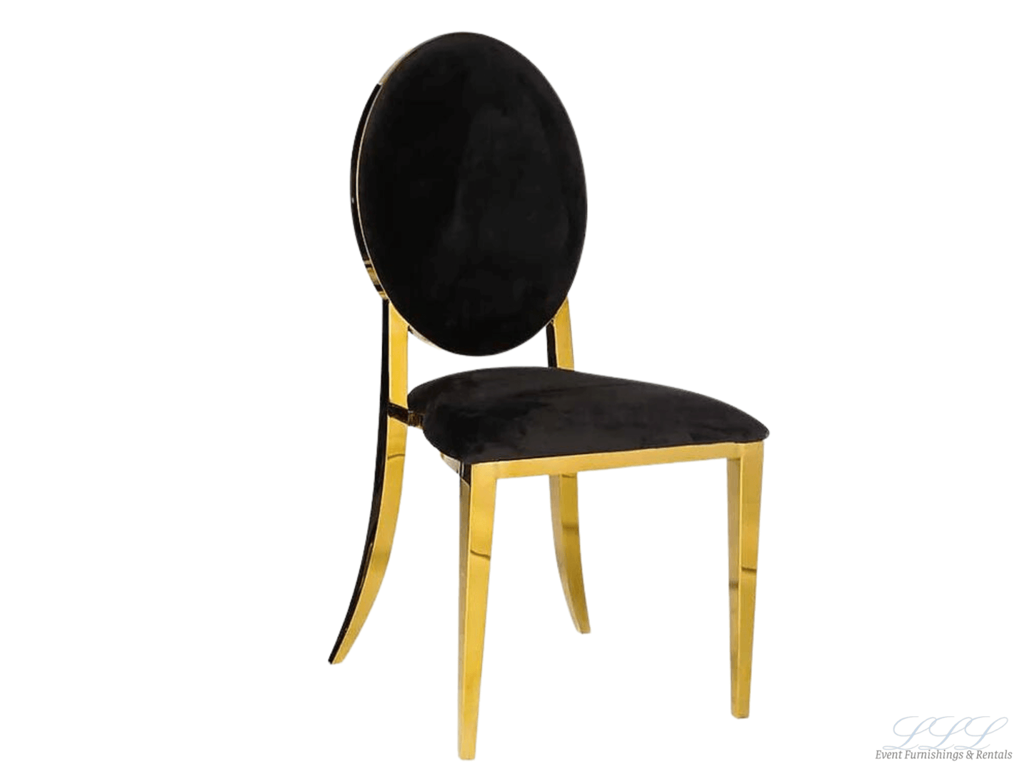 BELLAGIO CHAIR - GOLD W/ BLACK LEATHER CUSHIONS