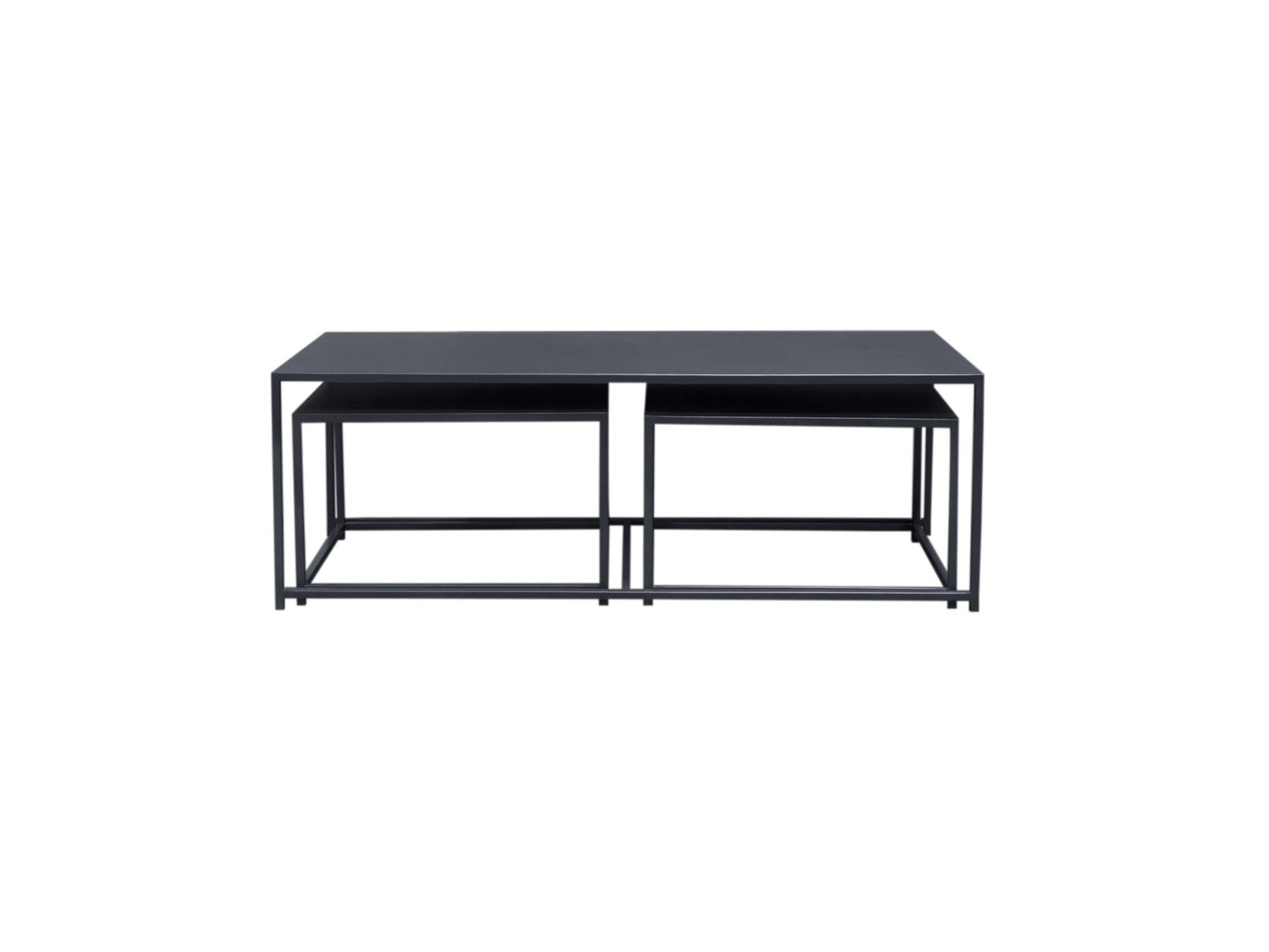 ELLIS NESTING TABLE (3PC) - Coffee Table H 16" / W 47" / D 24"Each Nested Table H 13" / W 21" / D 21" Expertly crafted with a sleek and modern design, the Ellis Nesting Table set includes 3 coffee tables that nest together for convenient storage. With a t