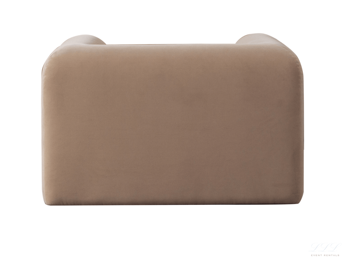 HARPER ARMCHAIR - H 27" / W 44" / D 37" With its sleek silhouette and modern design, the LLL Harper Armchair will elevate any space. This beautiful camel color armchair has the bells and whistles your contemporary decor craves. Perfect for social and corp