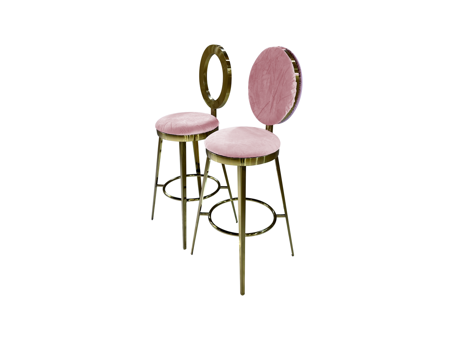 BELLAGIO BARSTOOL - GOLD W/ BLUSH VELVET CUSHION
