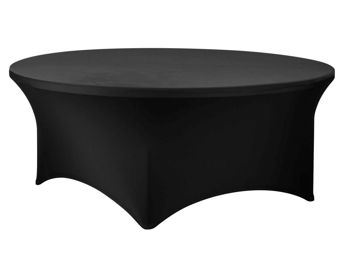 ROUND SPANDEX LINEN | 48” - BLACK - Fits 48" Round Table H 30" / 48" Diameter Spandex linens provide a neat and uniform appearance similar to traditional linens but with clean modern style lines.