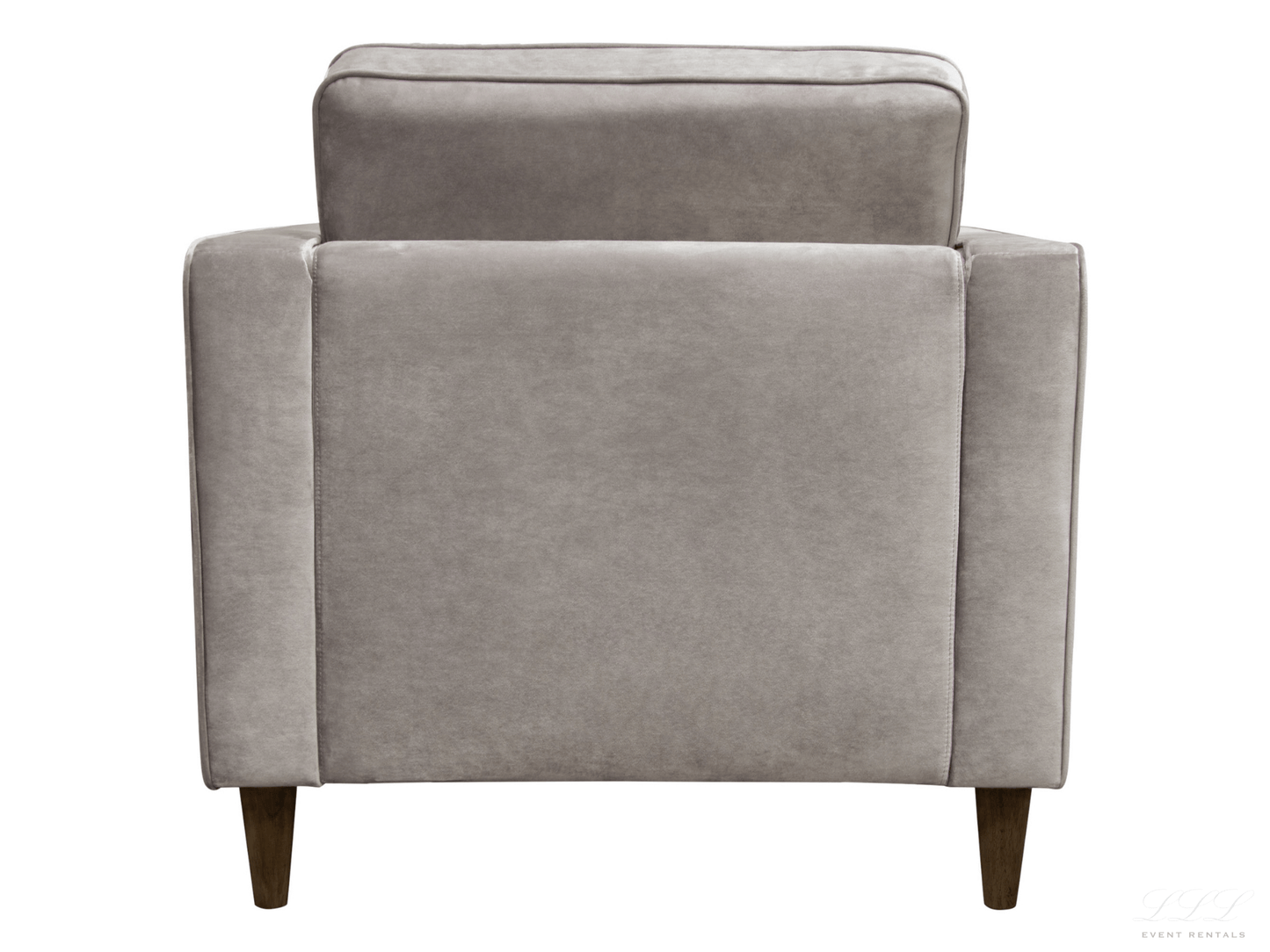 LIVINGSTON ARMCHAIR - GREY - H 33" / W 33" / D 36" LLL's Livingston Armchair in Light Grey is a traditional but sophisticated style velvet armchair with button tufts and wooden legs. This armchair is a classic beauty and its cool soothing neutral color is