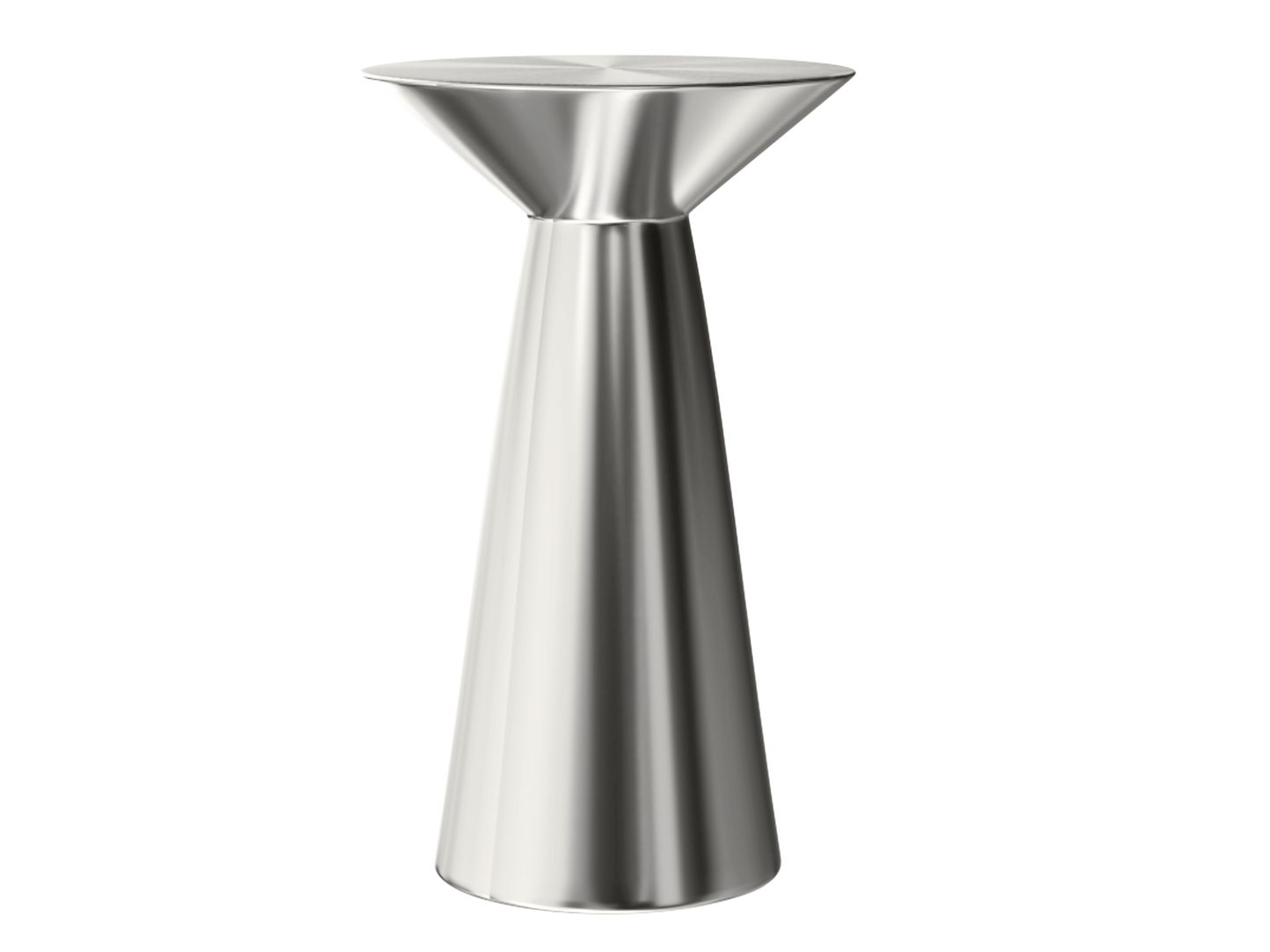 MILAN HIGHBOY TABLE - SILVER - H 43.3" / W 27.56" / D 27.56" Elevate your event with LLL's Milan Highboy Table, a sophisticated piece featuring an elegant silver finish that adds modern luxury to any gathering space.