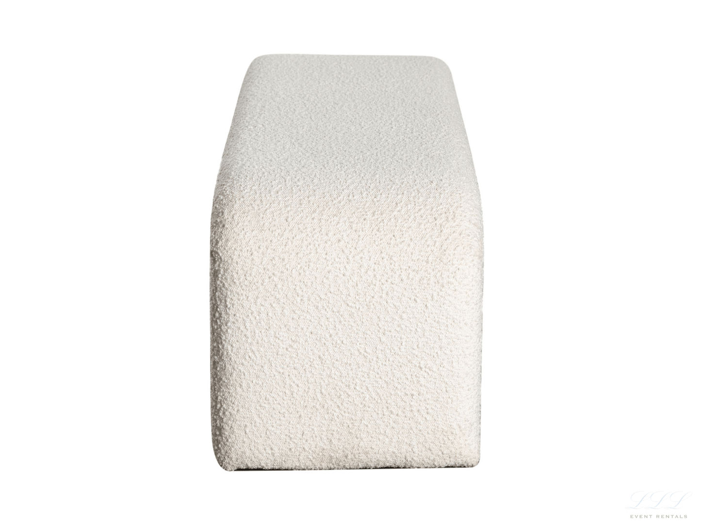 OZO BENCH - H 18.5" / W 44" / D 17" LLL's Ozo Bench has minimalistic design elements and a simple footprint. This artfully designed bench is covered top to bottom in rich cream boucle fabric, so it's super soft to the touch and elegant to the eye. Your gu