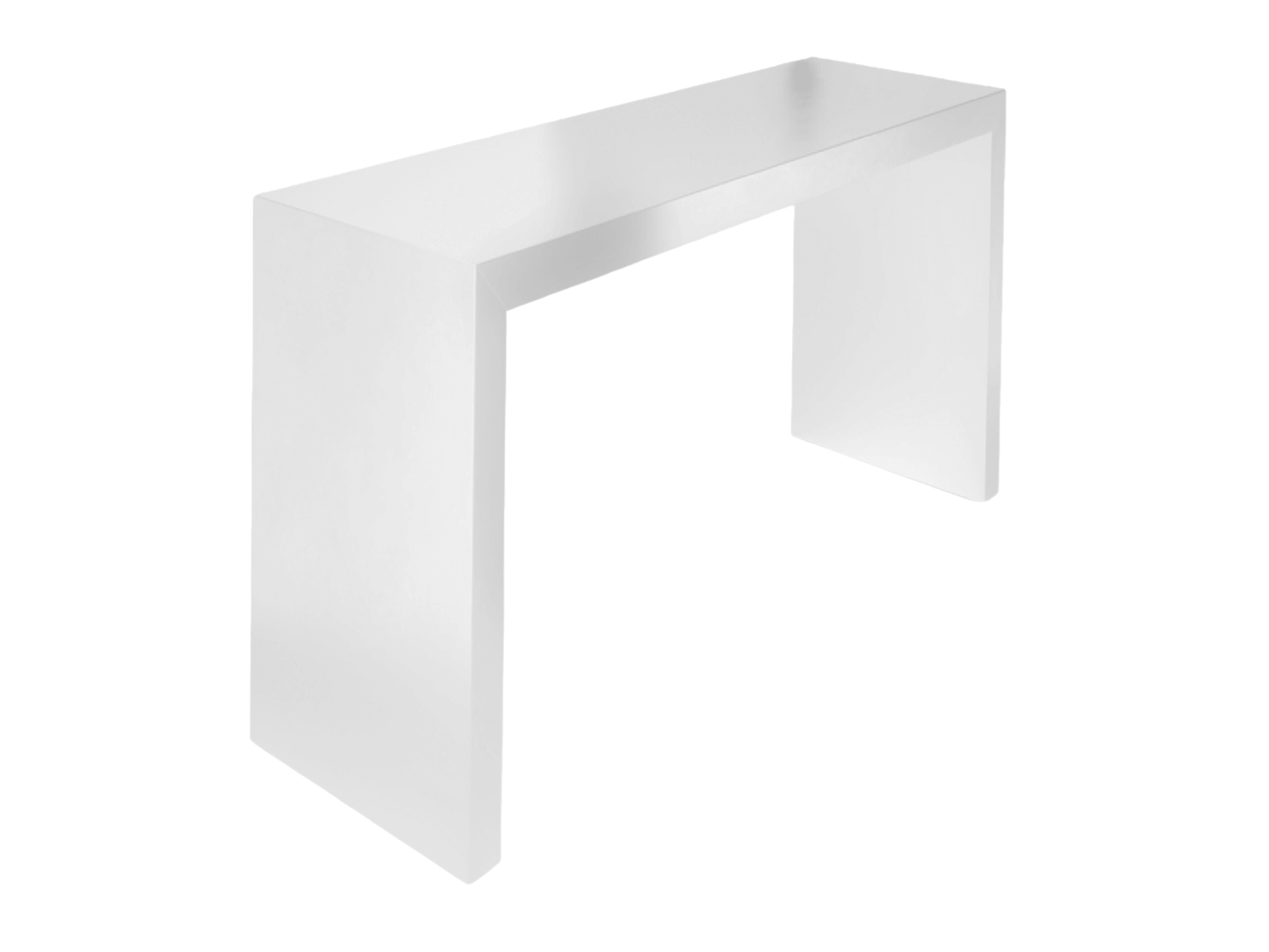 PEACHTREE COMMUNAL TABLE - WHITE - H 42" / W 59" / D 28" The Peachtree Communal Table is a bar height table with clean modern lines. Excellent for use as a display table or additional table space for cocktail parties.