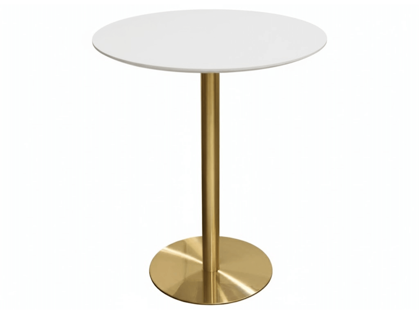PARIS HIGHBOY - GOLD - H 42" / W 36" / D 35.5" Brandable Area: D 35.25" LLL's Paris Cocktail Table is a white top highboy table with a brushed gold base. This elegant cocktail table is perfect for social gatherings. Stand in a group at this table or pair