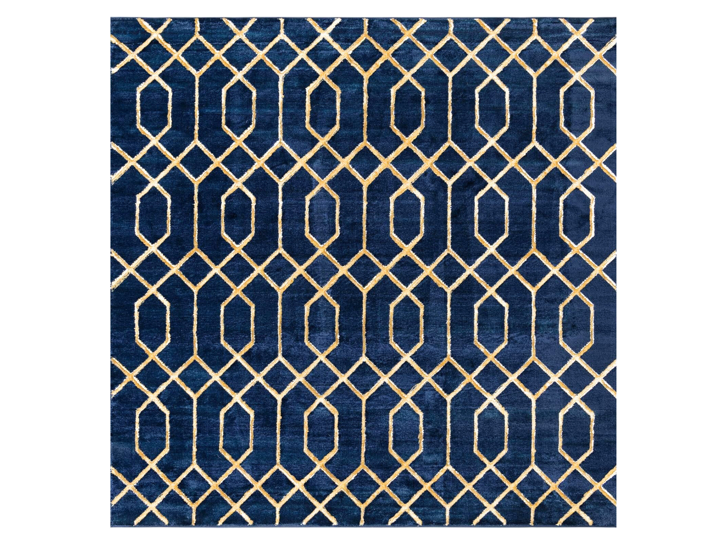 PATTERNED AREA RUG - NAVY BLUE GOLD | 7' x 10'