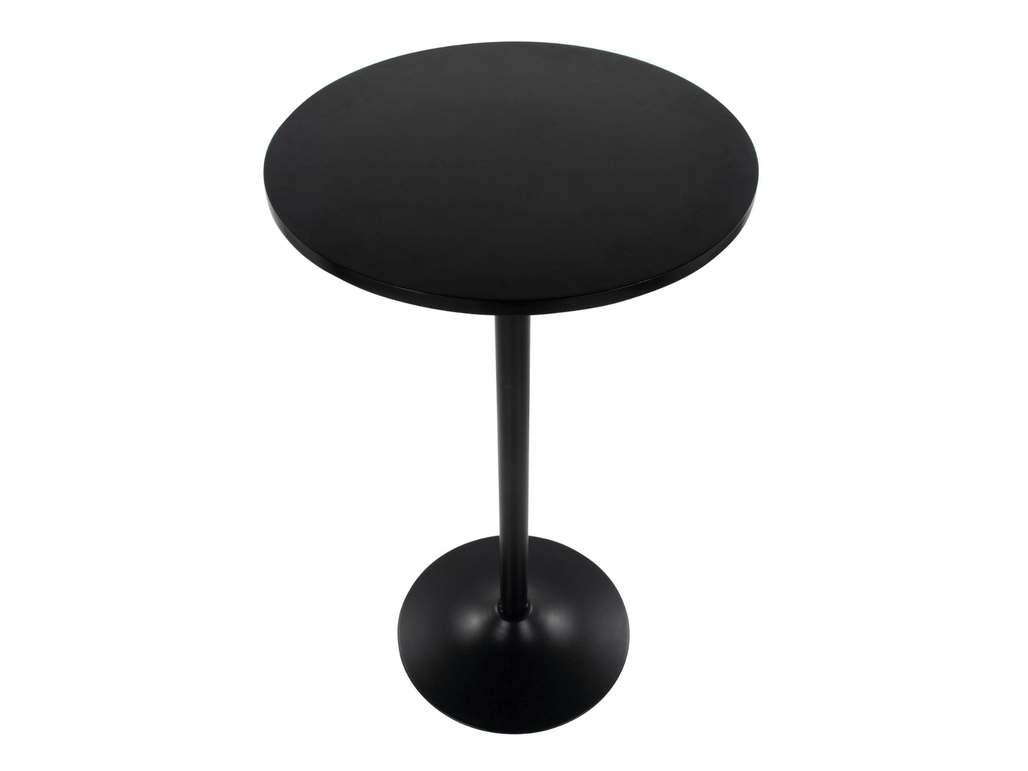 PUB HIGHBOY - BLACK W/ BLACK BASE - H 30-42" / 27" Diameter This Pub Highboy offers adjustable heights from dining to bar - perfect for bar areas, events, and cocktails. The black top and base offers a contemporary style for any setting. Enjoy a flexible