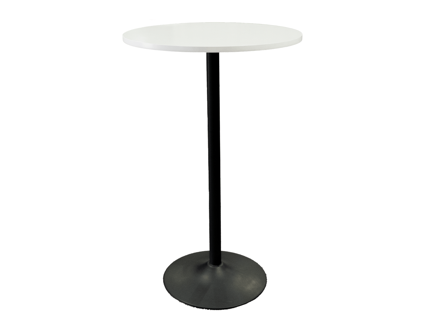 PUB HIGHBOY - WHITE W/ BLACK BASE - H 30-42" / 27" Diameter This Pub Highboy offers adjustable heights from dining to bar - perfect for bar areas, events, and cocktails. The white top with black base offers a contemporary style for any setting. Enjoy a fl