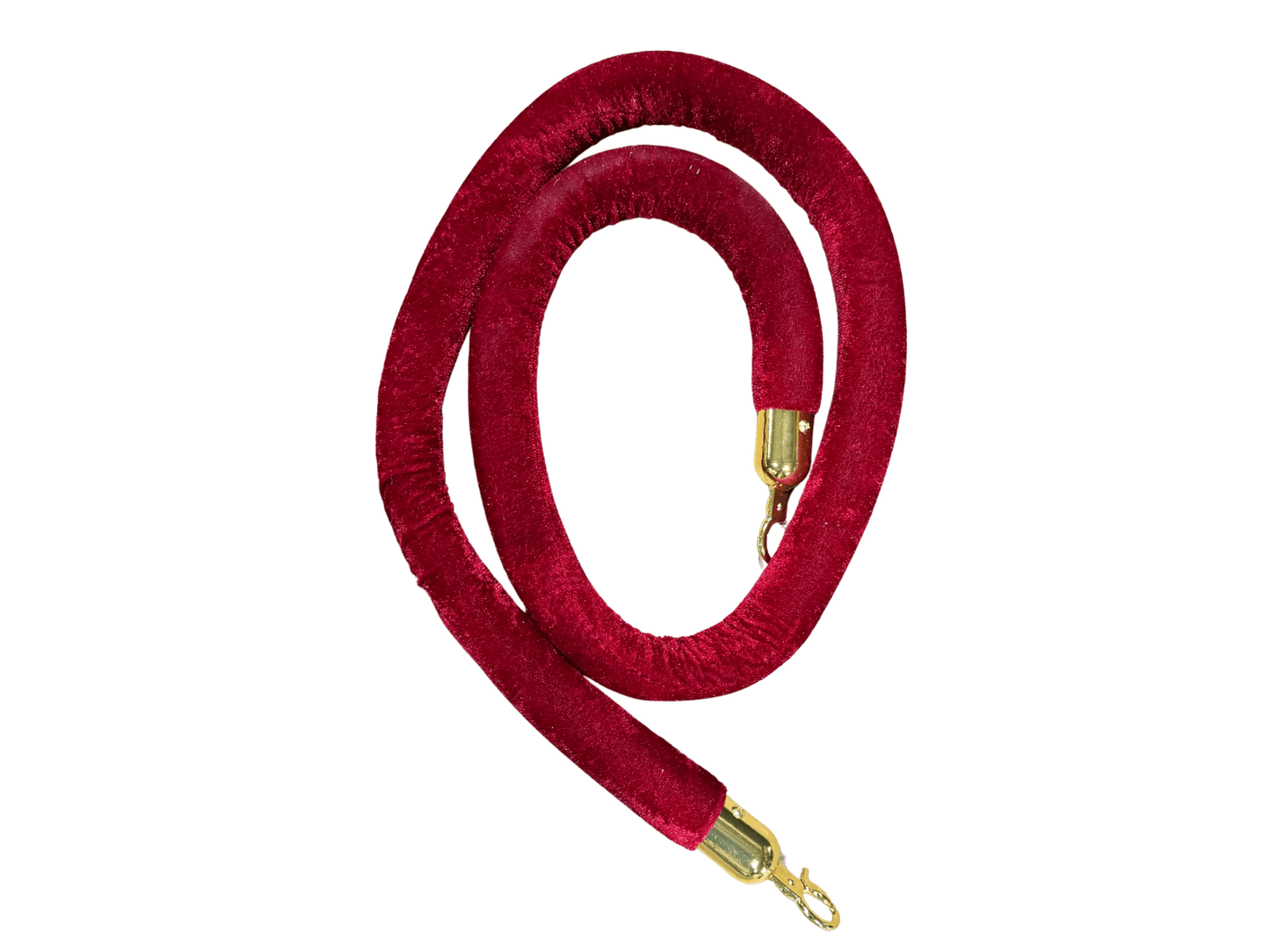 VELVET ROPE w/ GOLD CLASP - BURGUNDY | 5FT - LLL's gold stanchions and velvet ropes add an element of exclusivity to any event. Use these pieces to guide guests to specific areas or to block off a portion of a the venue. Combine these velvet ropes and sta