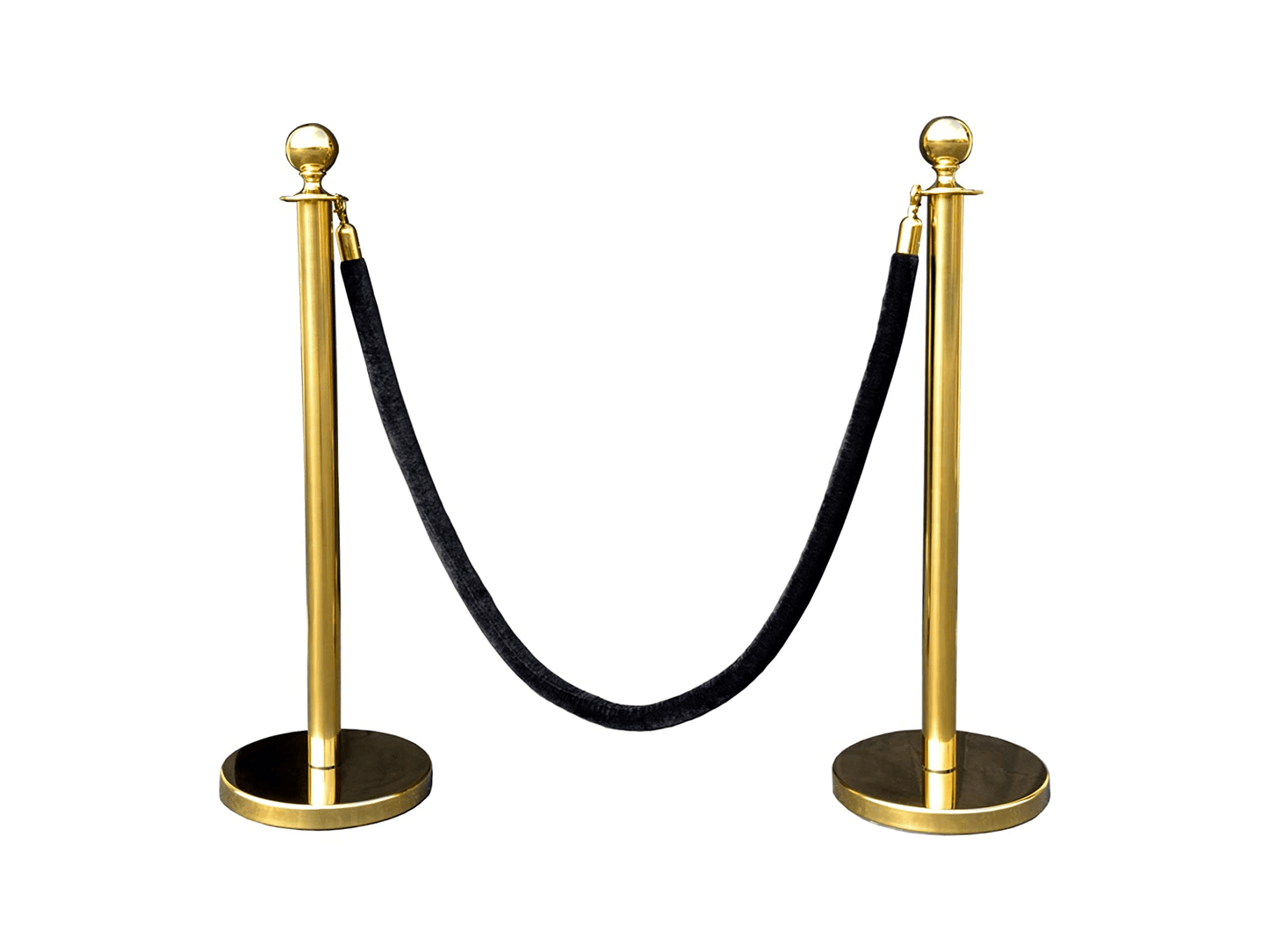 VELVET ROPE w/ GOLD CLASP - BLACK | 5FT - LLL's gold stanchions and velvet ropes add an element of exclusivity to any event. Use these pieces to guide guests to specific areas or to block off a portion of a the venue. Combine these velvet ropes and stanch