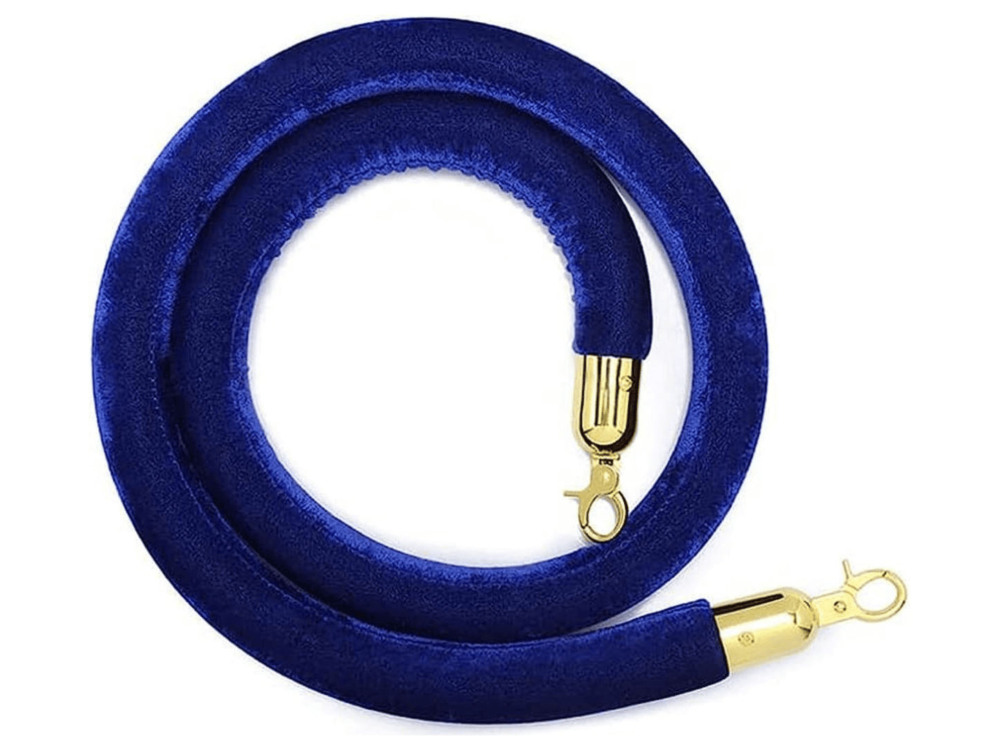 VELVET ROPE w/ GOLD CLASP - BLUE | 5FT - LLL's gold stanchions and velvet ropes add an element of exclusivity to any event. Use these pieces to guide guests to specific areas or to block off a portion of a the venue. Combine these velvet ropes and stanchi
