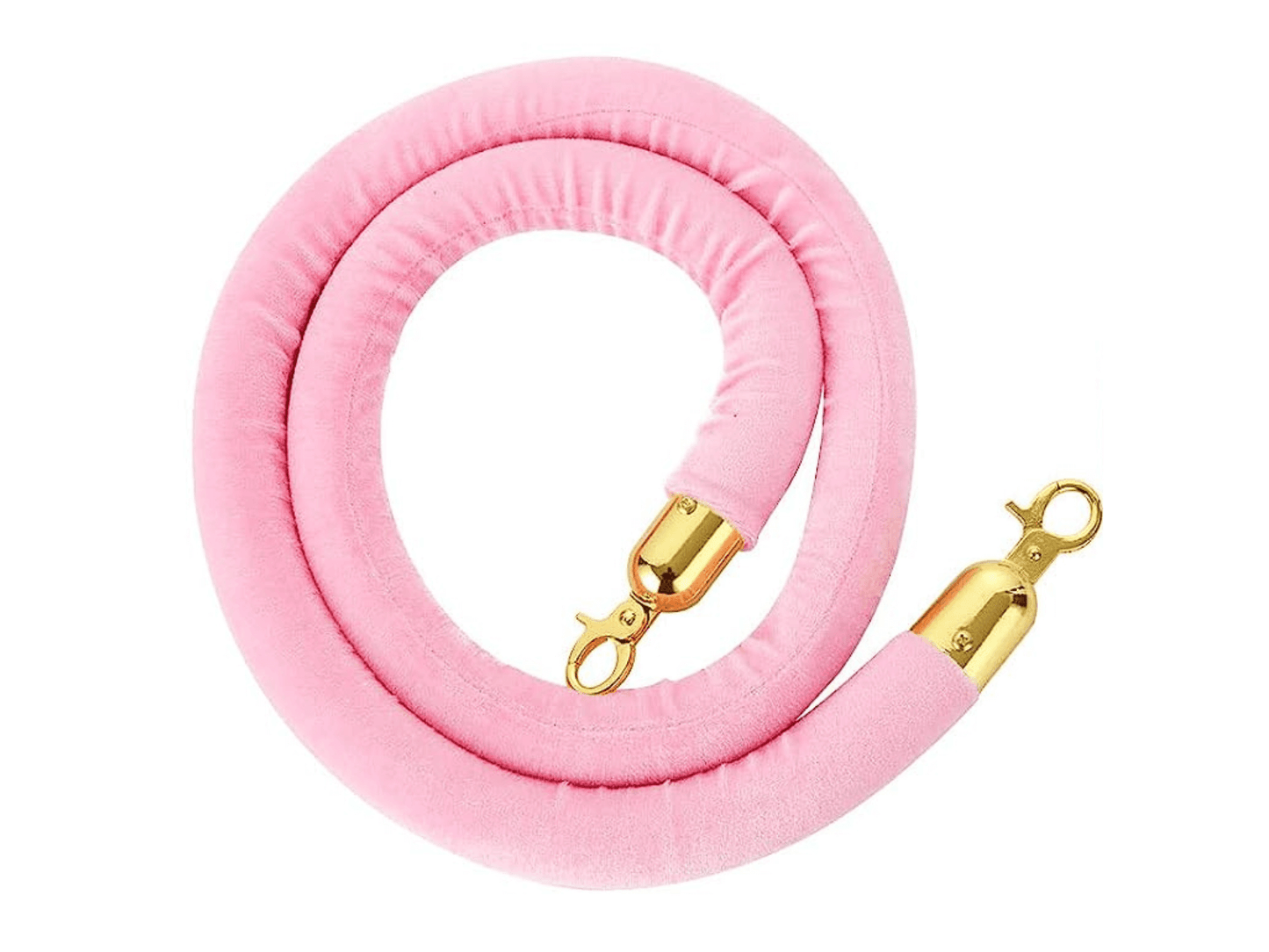 VELVET ROPE w/ GOLD CLASP - PINK | 5FT - LLL's gold stanchions and velvet ropes add an element of exclusivity to any event. Use these pieces to guide guests to specific areas or to block off a portion of a the venue. Combine these velvet ropes and stanchi