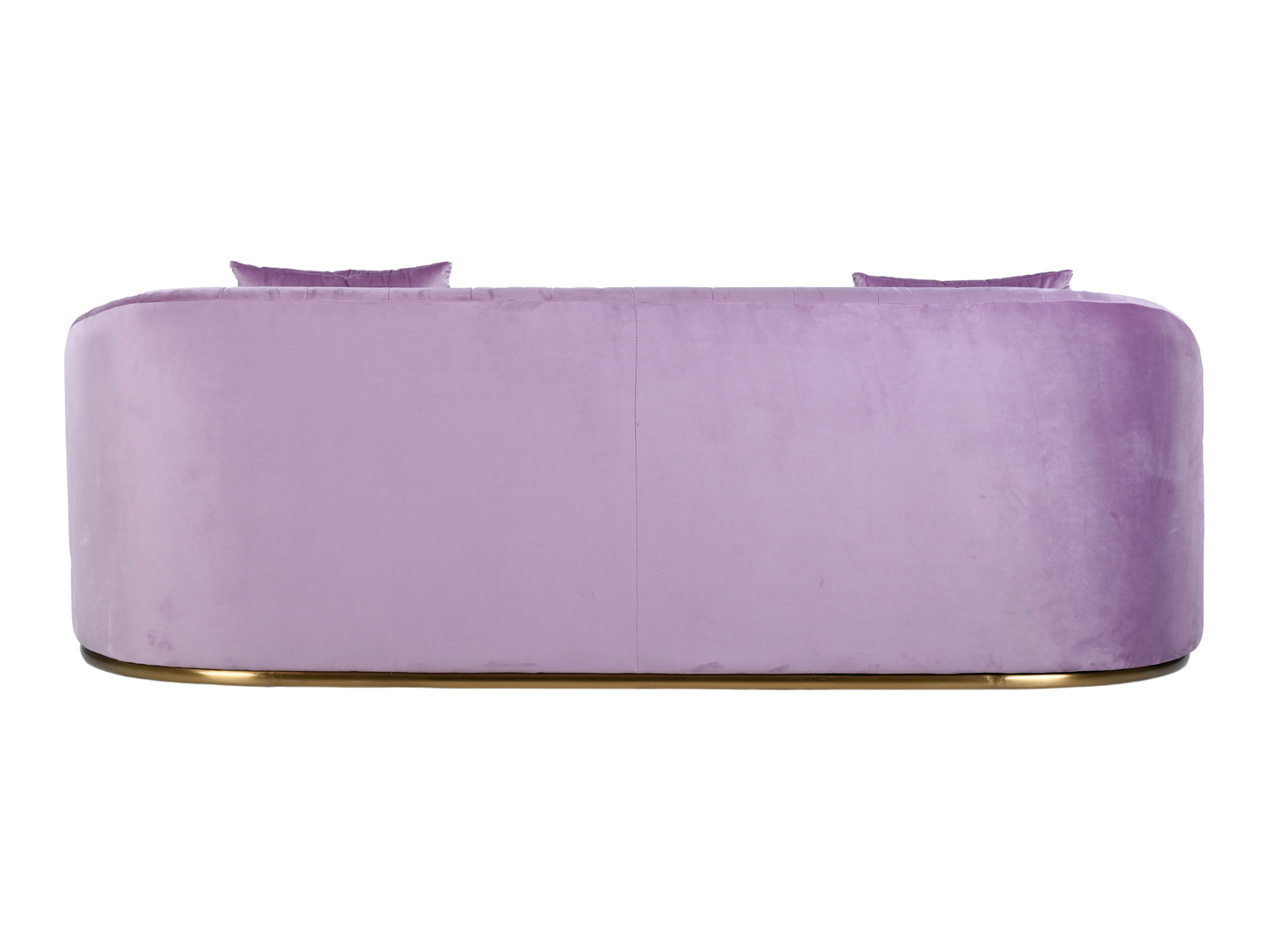 WORLD SOFA - LAVENDER - H 29" / W 92" / D 38" *Accepting Orders Now, Available April 2026 The World Sofa in Lavender features plush velvet material, a channel tufted backrest, and a gold base. Perfect for any event. Explore the WORLD COLLECTION inspired b