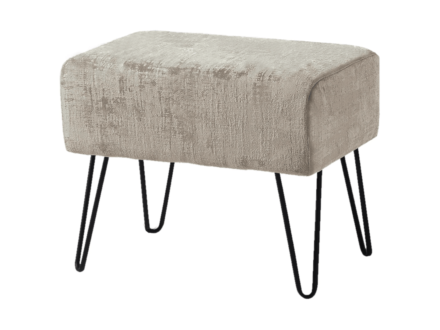 ZOE VELVET OTTOMAN - LIGHT GREY - H 17" / W 19" / D 13" LLL's Zoe Velvet Ottoman is perfect for adding a touch of style to any room. Its light-grey velvet finish is stylish and sophisticated, and the unique black legs make a bold statement. The comfortab