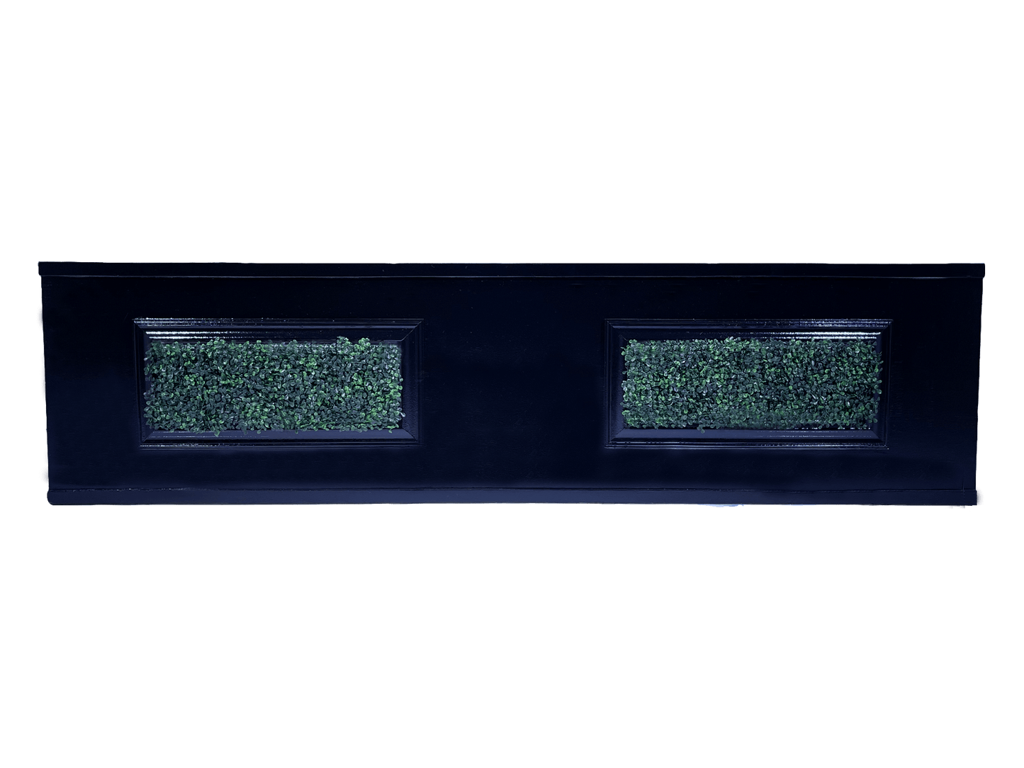 STAGE FACADE | BLACK | HEDGE - Available in: W 4' / H 25" / D 11" W 8' / H 25" / D 11" LLL's Stage Facade | Black | Hedge is the perfect combination for an elevated stage experience. The black stage facade creates a professional look and feel, while the h