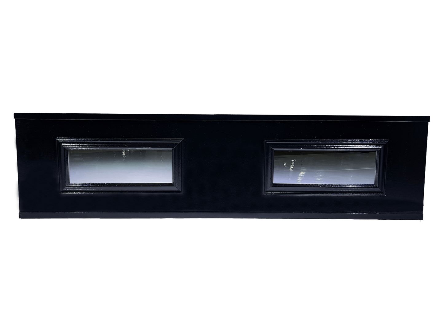 STAGE FAÇADE | BLACK | MIRRORED - Available in: W 4' / H 25" / D 11" W 8' / H 25" / D 11" LLL's Stage Facade | Black | Mirrored is the perfect combination for an elevated stage experience. The black stage facade creates a professional look and feel, while