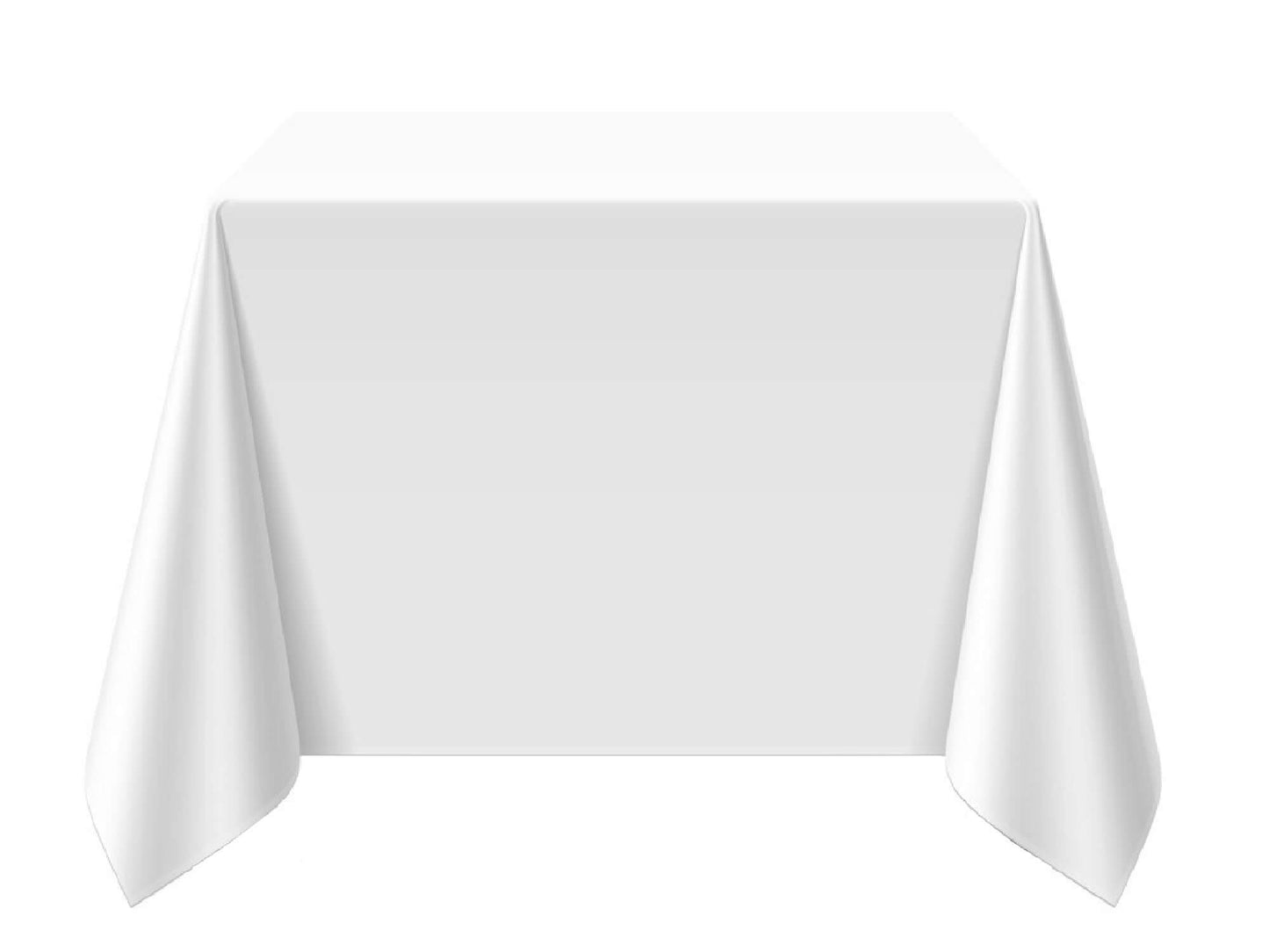 SQUARE POLY LINENS | 90" x 90" - WHITE - W 90" / D 90" | Full Length on 5ft Square Table High quality polyester linen in White that fits on a square table. Traditional polyester linens are an industry standard that create a neat and uniform appearance whe