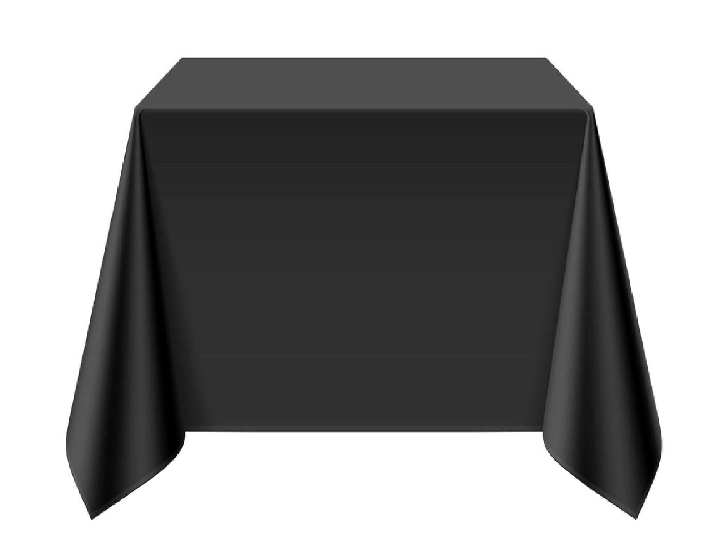 SQUARE POLY LINENS | 90" x 90" - BLACK - W 90" / D 90" | Full Length on 5ft Square Table High quality polyester linen in Black that fits on a square table. Traditional polyester linens are an industry standard that create a neat and uniform appearance whe