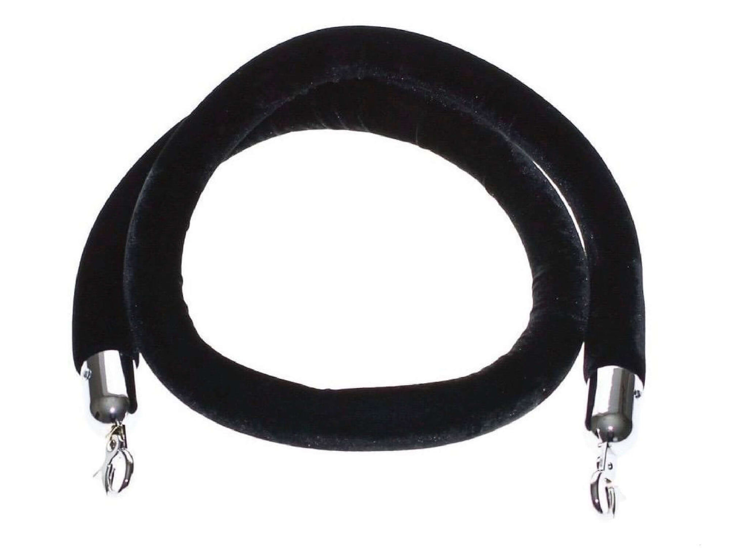 VELVET ROPE w/ CHROME CLASP - BLACK | 4FT - LLL's chrome stanchions and velvet ropes add an element of exclusivity to any event. Use these pieces to guide guests to specific areas or to block off a portion of a the venue. Combine these velvet ropes and st
