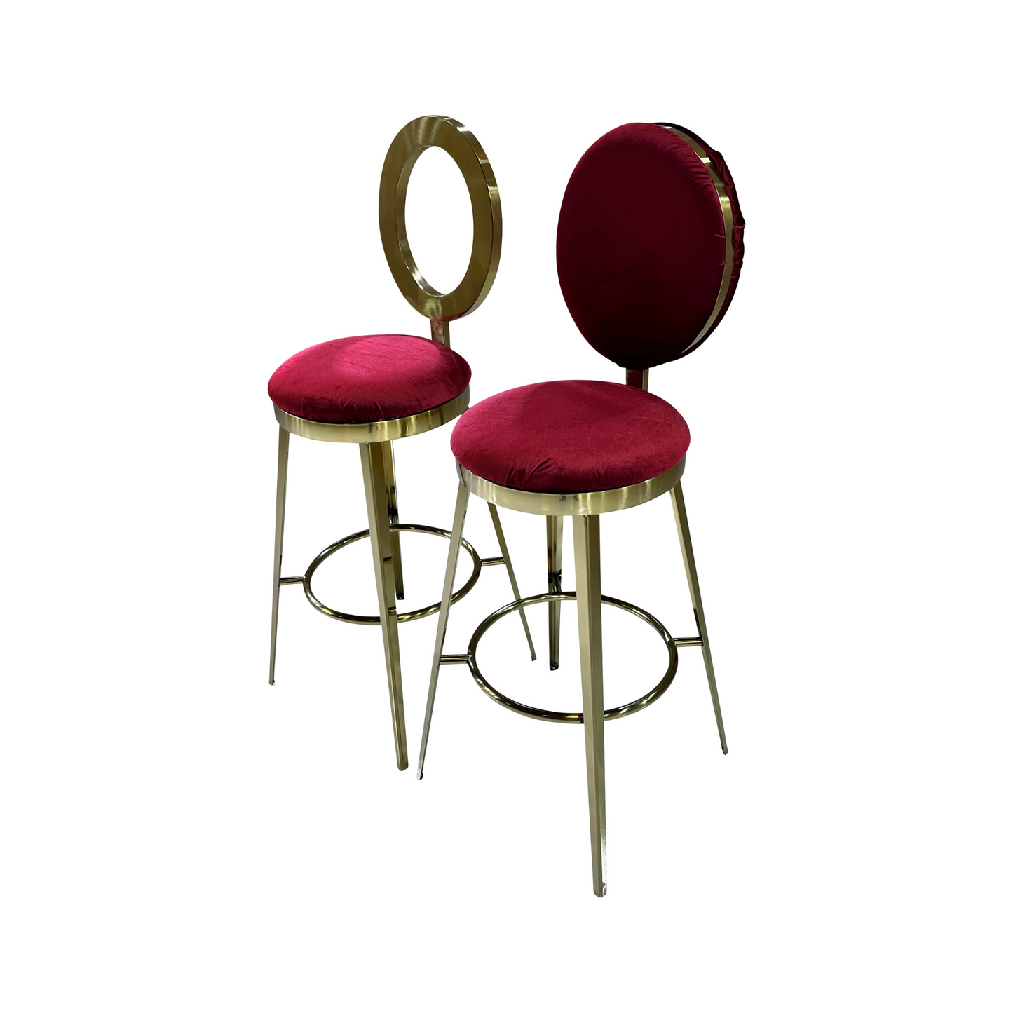 BELLAGIO BARSTOOL - GOLD W/ RUBY RED VELVET CUSHION