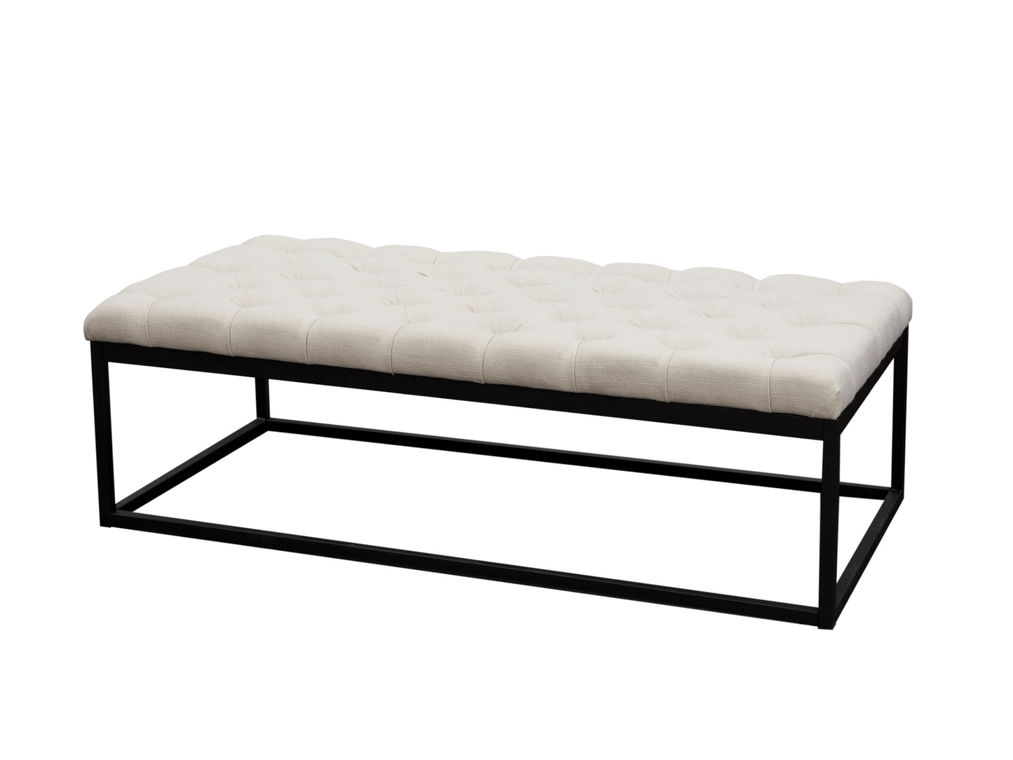 CHELSEA BENCH - H 19" / W 58" / D 28" LLL's Chelsea Bench is a sleek and stylish seating solution. Its black frame and cream top provide a modern look, while the comfortable design ensures lasting comfort. Perfect for any space needing extra seating.