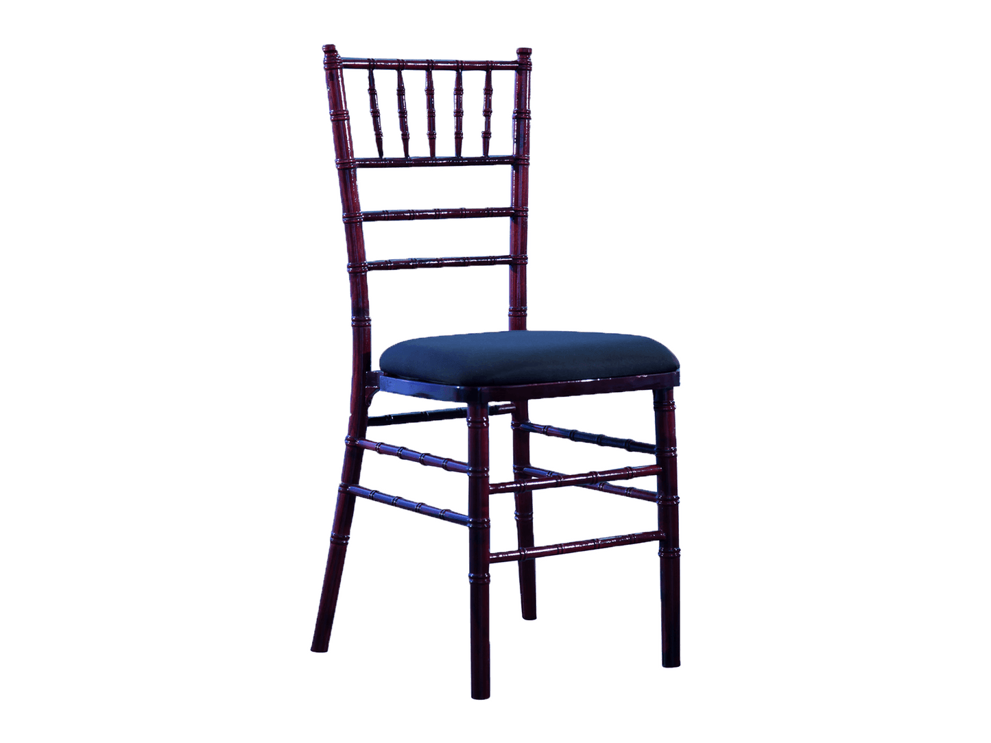 CHIAVARI CHAIR - MAHOGANY - H 36.25" / W 15.75" / D 18" LLL's Chiavari Chair in Mahogany is a traditional chiavari style dining chair with a rich mahogany finish. This chair is made of solid resin designed to resemble mahogany wood. Add warmth and classic