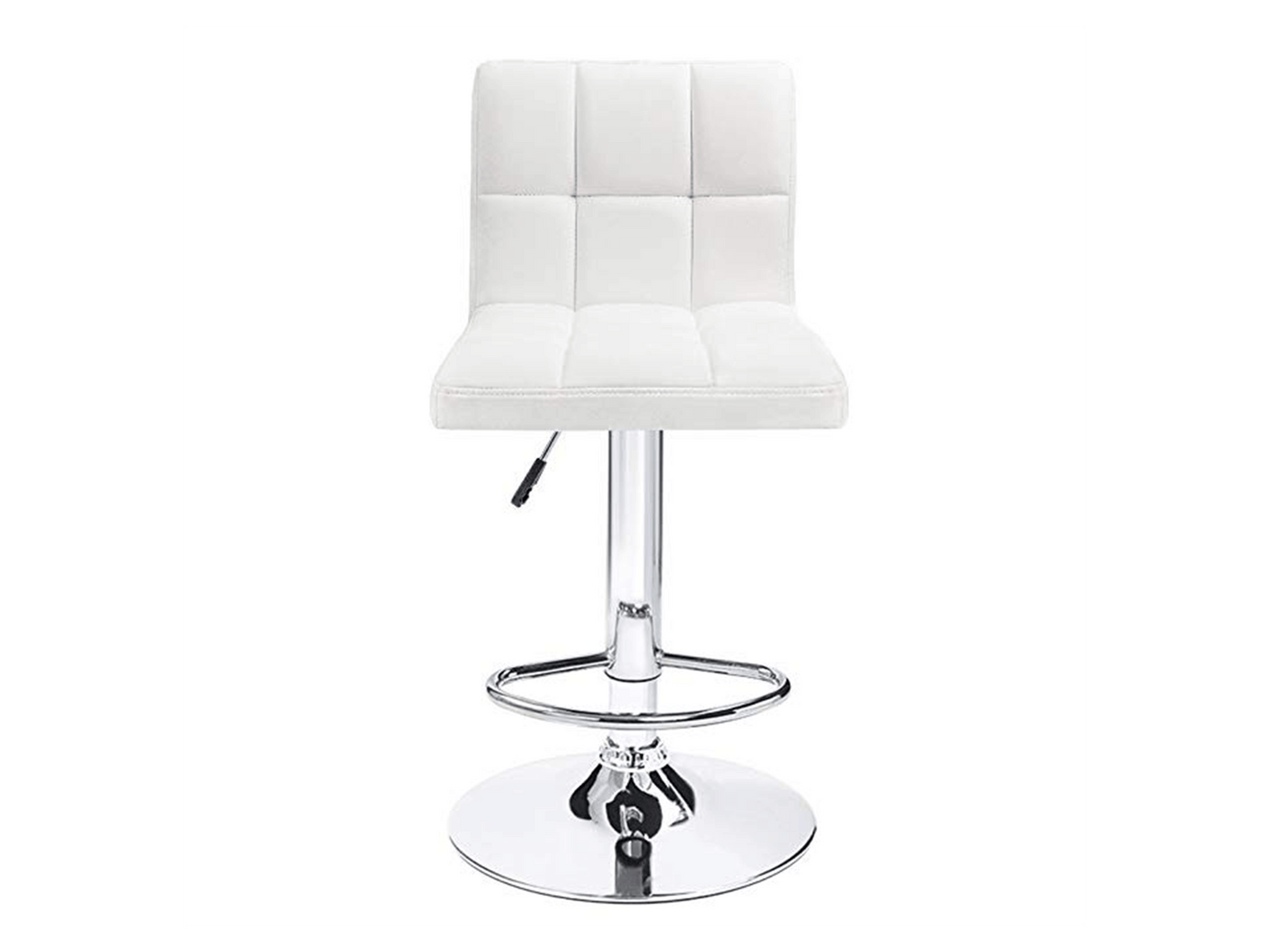 CLUB PANEL ARMLESS BARSTOOL - WHITE - H 31-39" / W 17" / D 18" The Club Panel barstool in white is a contemporary adjustable barstool with white panel tufted leather. These chic stools create a sleek uniform look to any event. Perfect for both black tie c