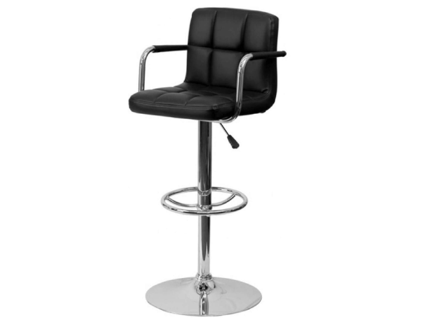 CLUB PANEL BARSTOOL - BLACK - H 31-39" / W 17" / D 18" The Club Panel barstool in Black is a contemporary adjustable barstool with comfort arms. These modern barstools are ideal for creating a sleek uniform look to any event. Great for cocktails hours, di