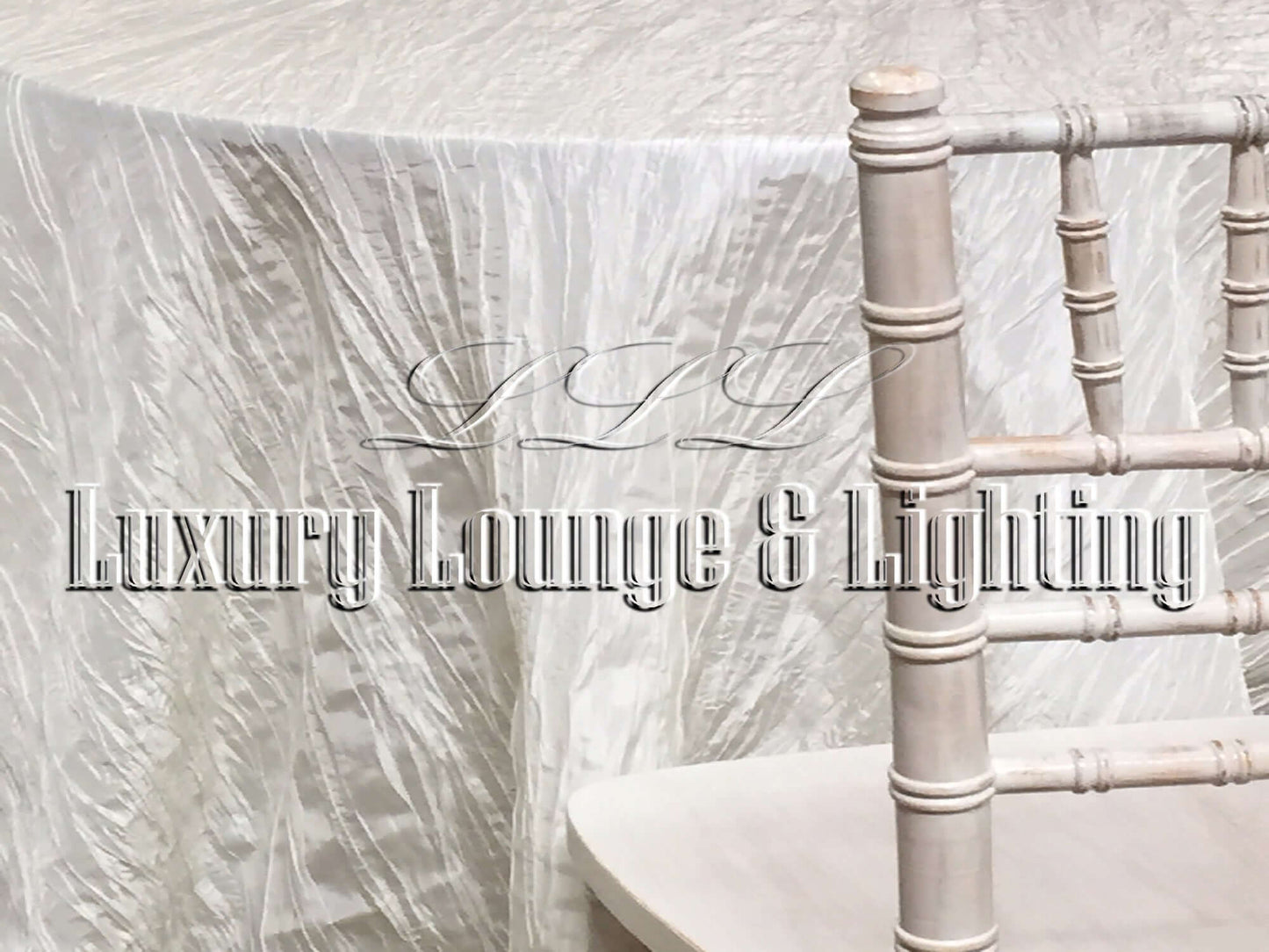 CRINKLE TAFFETA LINEN - CREAM/IVORY - 132" Diameter LLL's Crinkle Taffeta Linen in Cream/Ivory is a round crinkle taffeta linen designed to add crisp and clean cream accents to your event decor.
