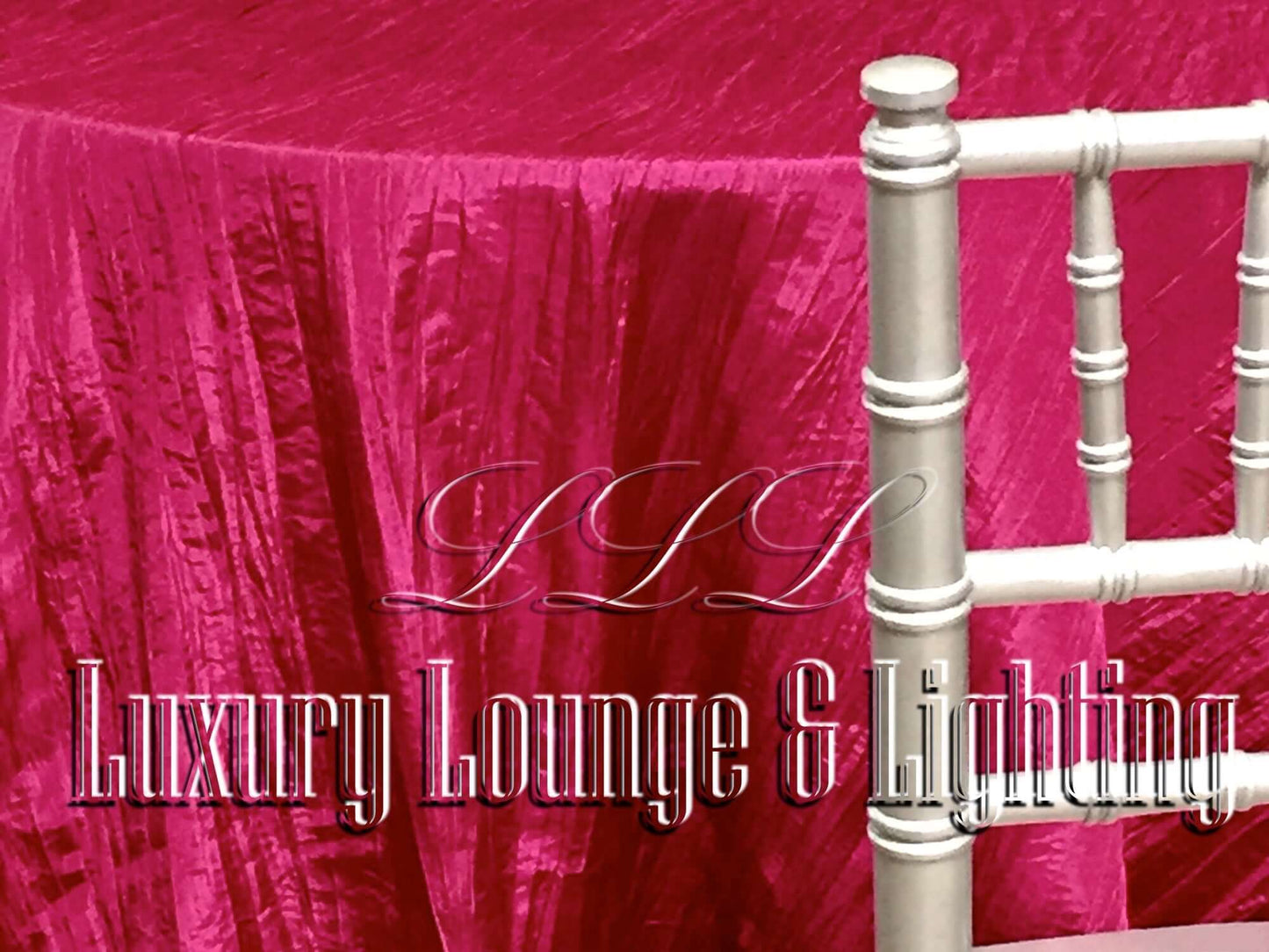 CRINKLE TAFFETA LINEN - FUCHSIA - 132" Diameter LLL's Crinkle Taffeta Linen in Fuchsia is a round crinkle taffeta linen designed to add a pop of vibrant hot pink to your event decor.