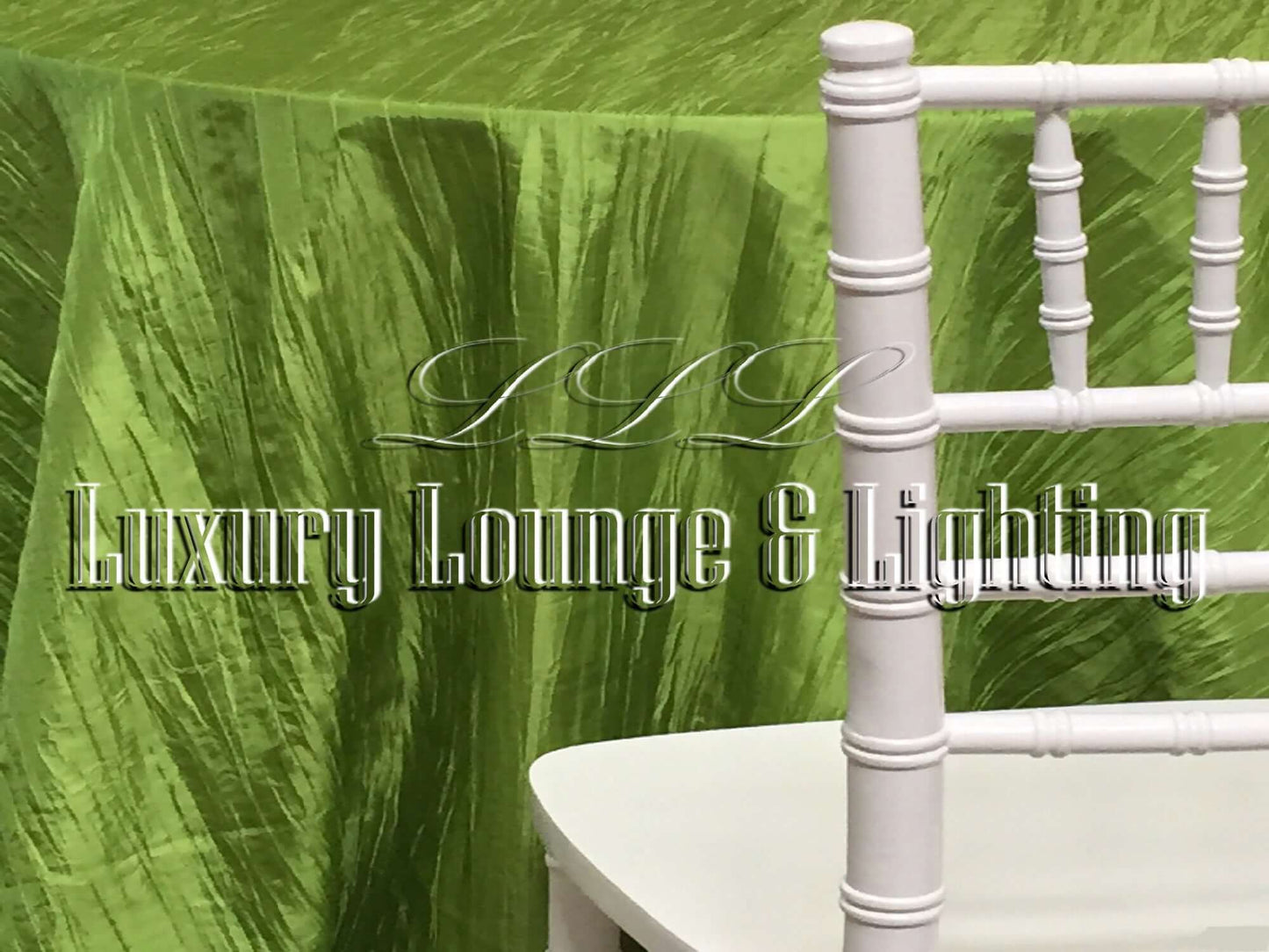 CRINKLE TAFFETA LINEN - LIME - 132" Diameter LLL's Crinkle Taffeta Linen in Lime is a round crinkle taffeta linen designed to add a pop of bright tropical green to your event decor.