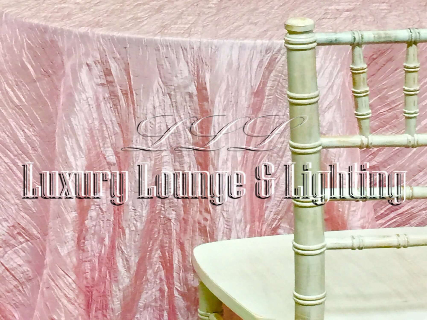 CRINKLE TAFFETA LINEN - PINK PETAL - 132" Diameter LLL's Crinkle Taffeta Linen in Pink Petal is a round crinkle taffeta linen designed to add a touch of light and delicate pink to your event decor.