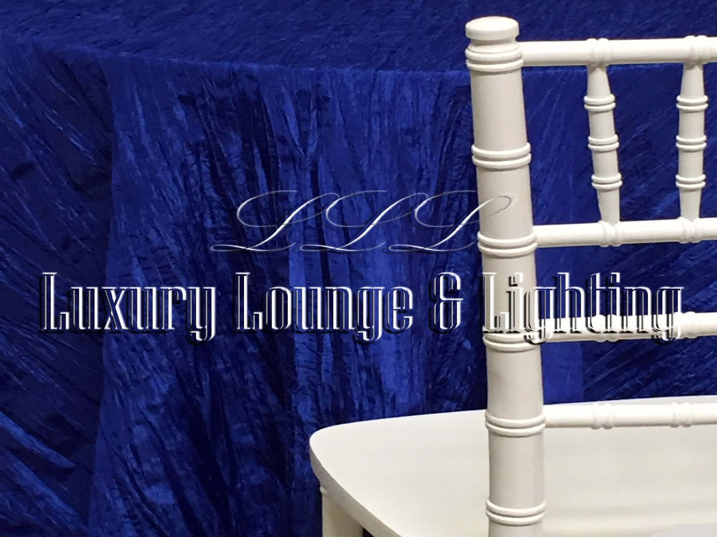 CRINKLE TAFFETA LINEN - ROYAL - 132" Diameter LLL's Crinkle Taffeta Linen in Royal is a round crinkle taffeta linen designed to add a touch of elegant royal blue to your event decor.
