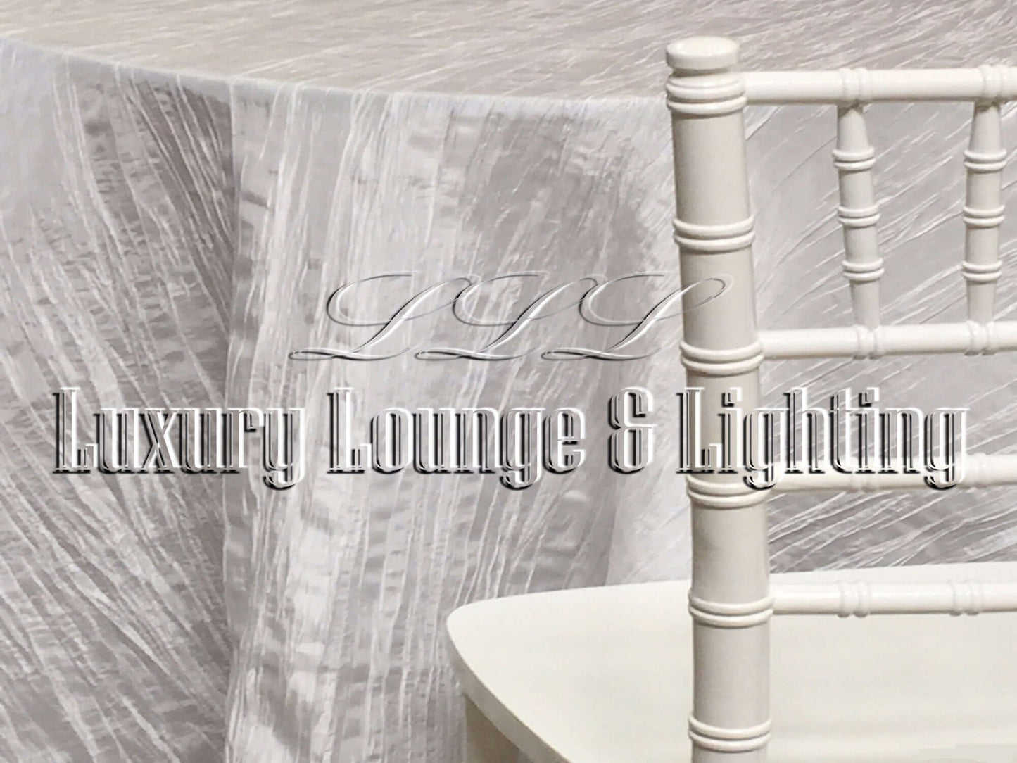 CRINKLE TAFFETA LINEN - WHITE - 132" Diameter LLL's Crinkle Taffeta Linen in White is a round crinkle taffeta linen designed to add crisp clean white accents to your event decor.